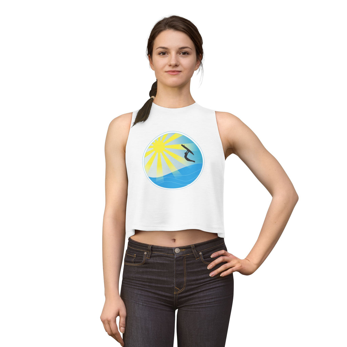 Sunrise Surf Circle Crop Top — Women’s Beach Wave Tank