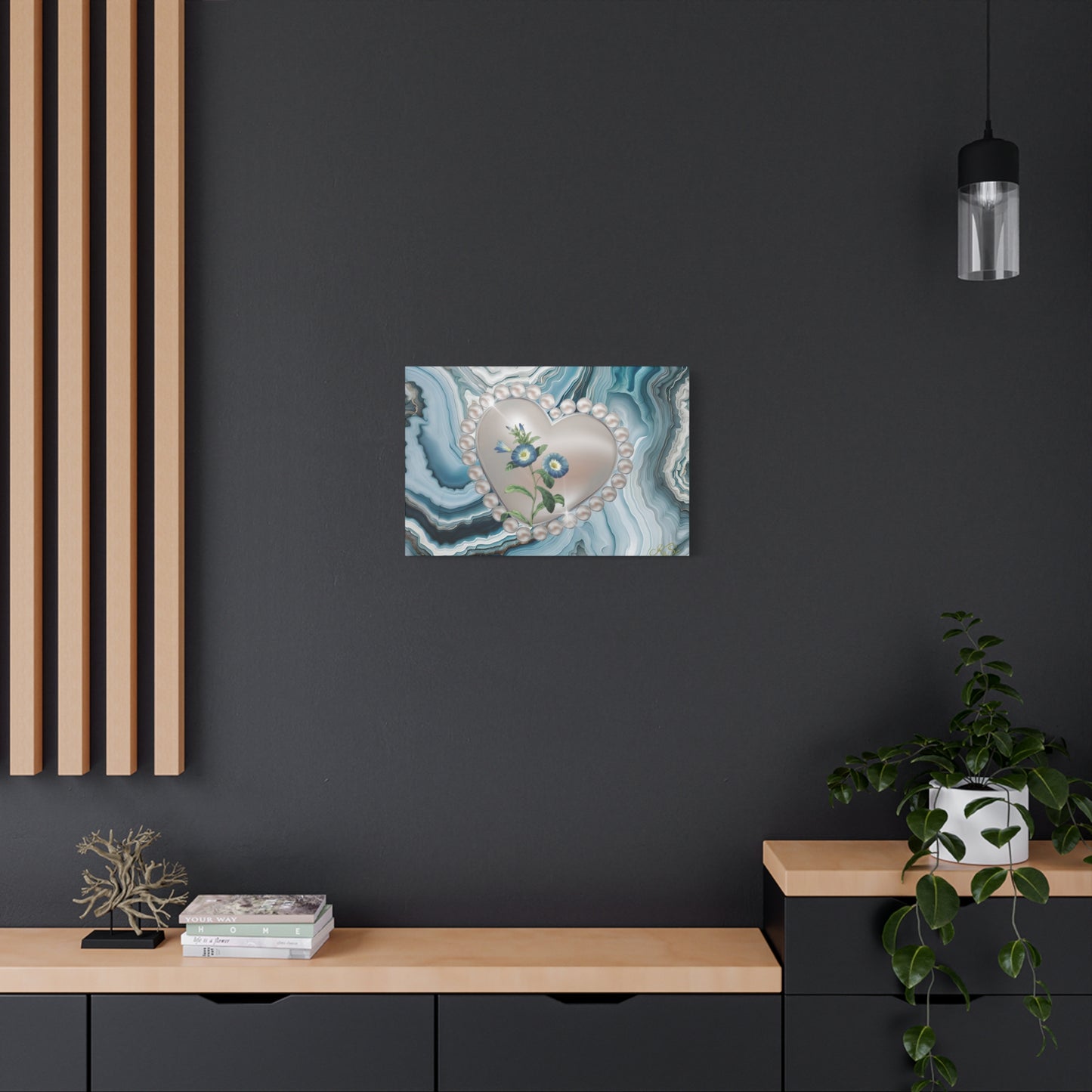Elegant Floral Heart Canvas Wall Art, Modern Home Decor, Gift for Her