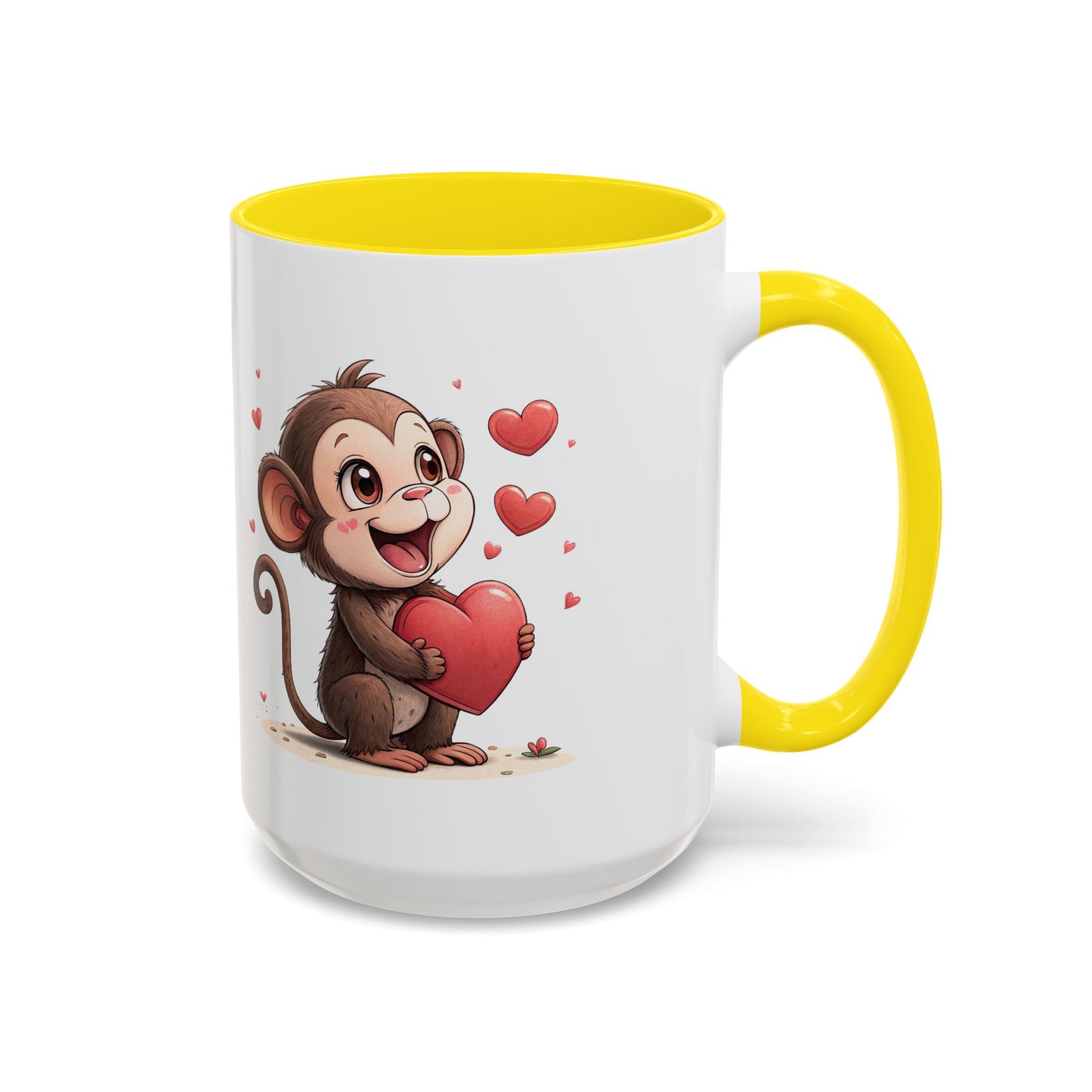 Cute Monkey Love Coffee Mug, Valentine's Gift, Animal Lover's Mug, Heartfelt Coffee Cup, Fun Kitchen Decor