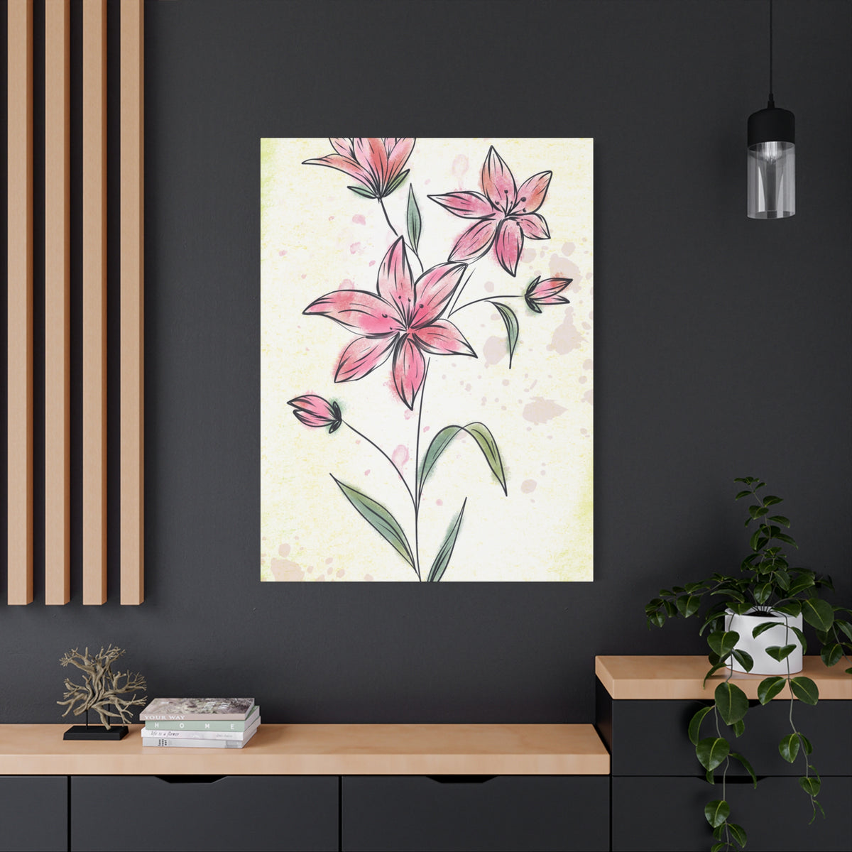 Matte Canvas, Stretched, 1.25" Tulips Pink Flowers