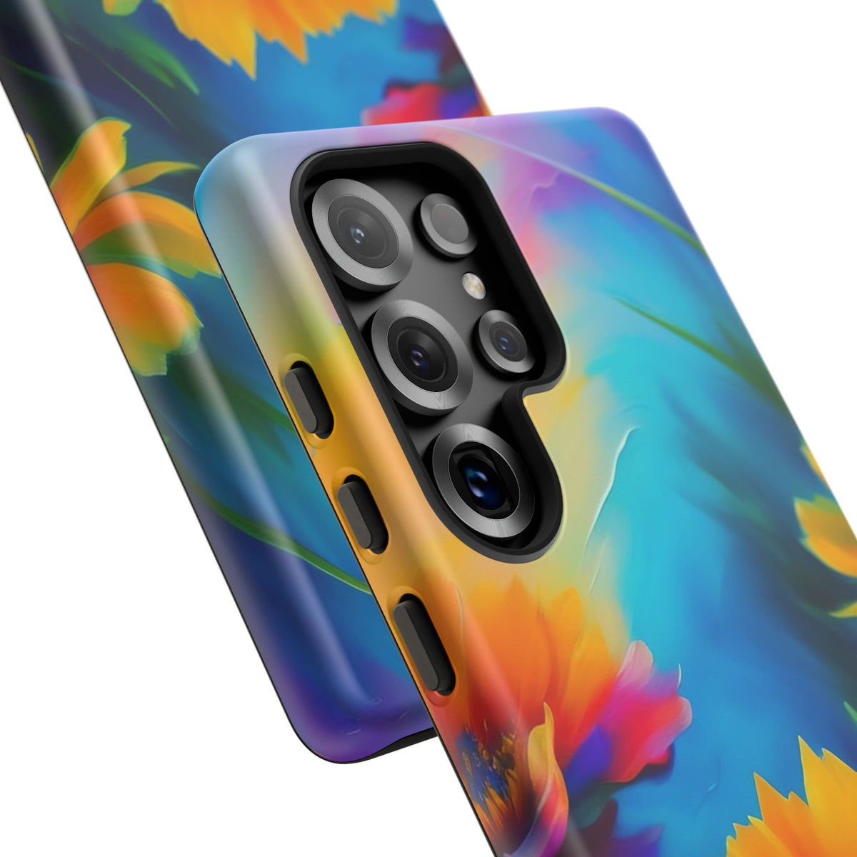 Floral Burst Tough Phone Case — Vibrant Watercolor Flowers Protective Cover