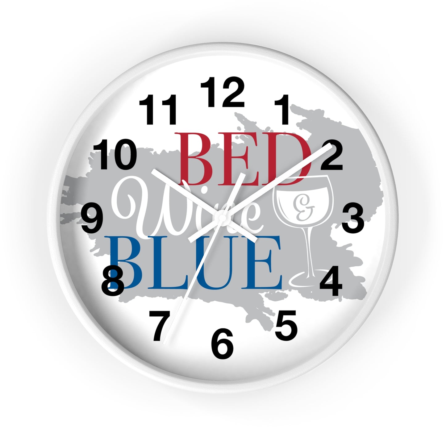 Patriotic Wall Clock - "Bed, White, and Blue" - Home Decor, Gift for Hosts, Independence Day, Americana Style, Wall Art, Kitchen Clock