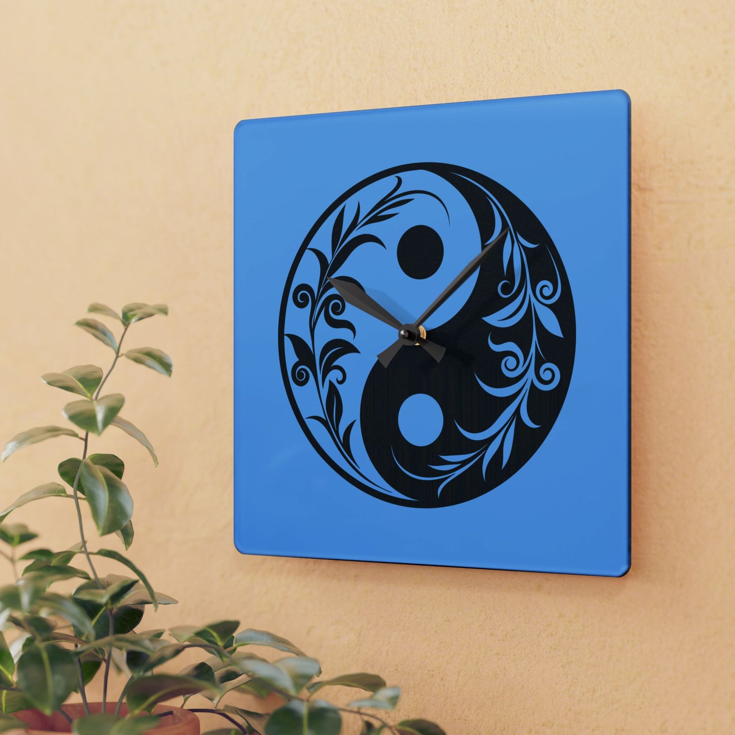 Yin Yang Acrylic Wall Clock, Bohemian Decor, Modern Home Accent, Statement Art, Gift for Yoga Lovers, Unique Wall Art