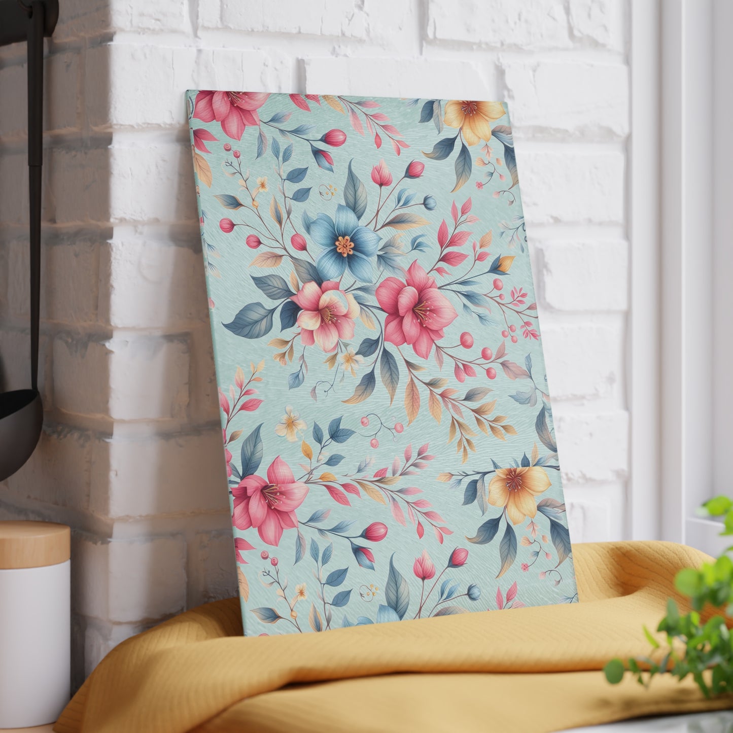 Floral Glass Cutting Board for Cooking, Kitchen Decor, Gift for Chef, Floral Home Accessory, Mother's Day Gift, Wedding Gift