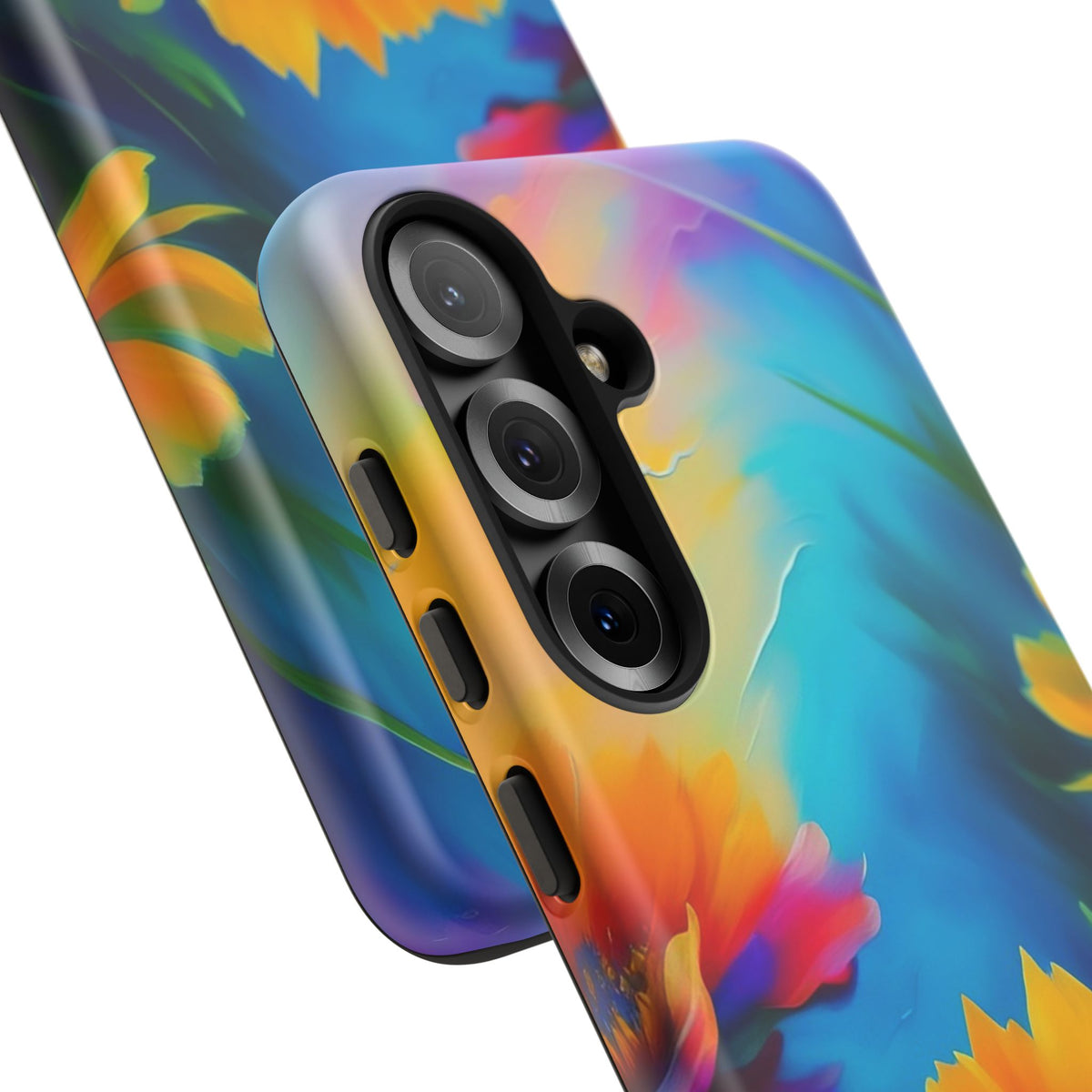 Floral Burst Tough Phone Case — Vibrant Watercolor Flowers Protective Cover
