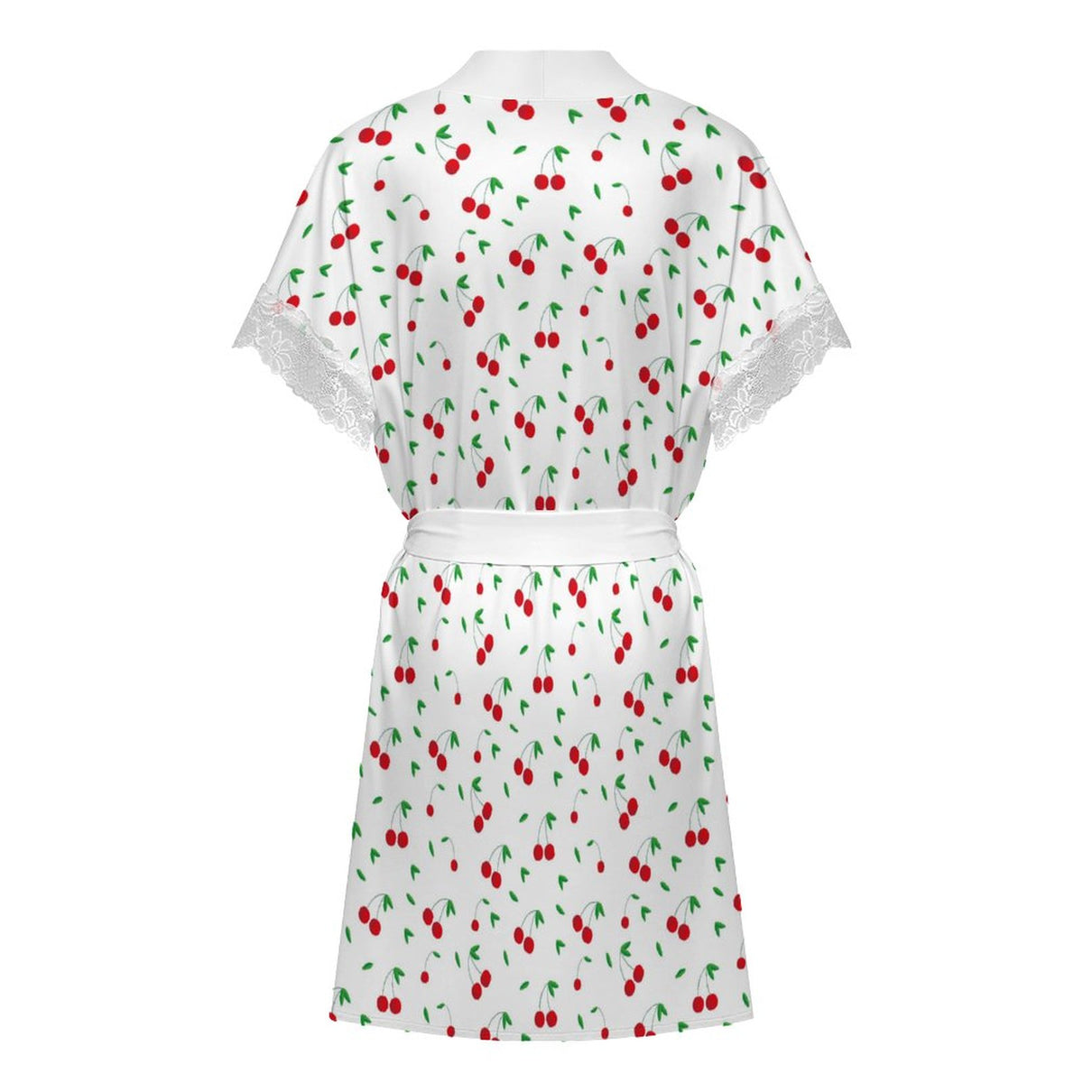 Lace Trimmed Short-Sleeve Nightgown - Cherries