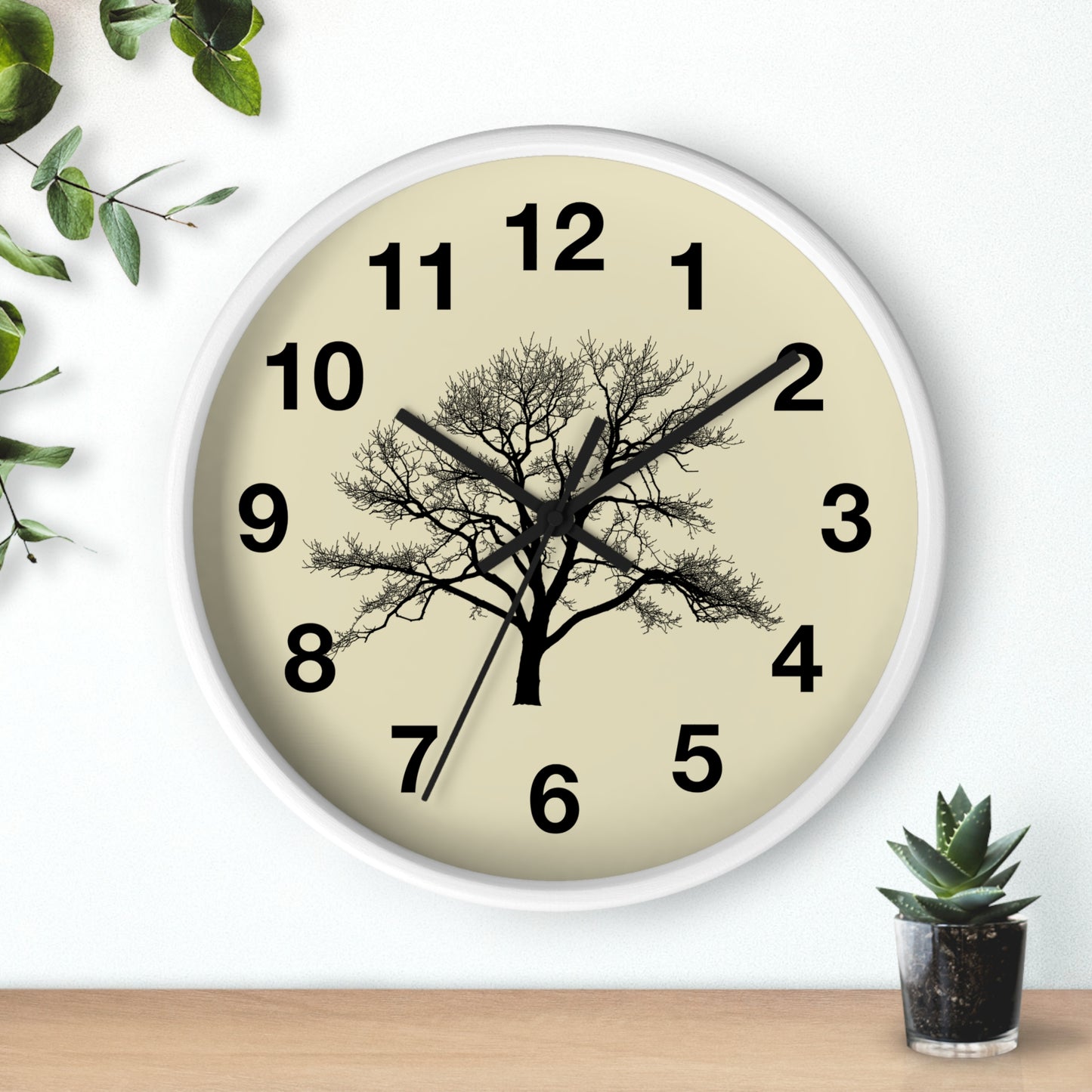 Elegant Tree Silhouette Wall Clock, Home Decor, Nature Lover Gift, Rustic Wall Art, Black and White Clock, Classic Timepiece