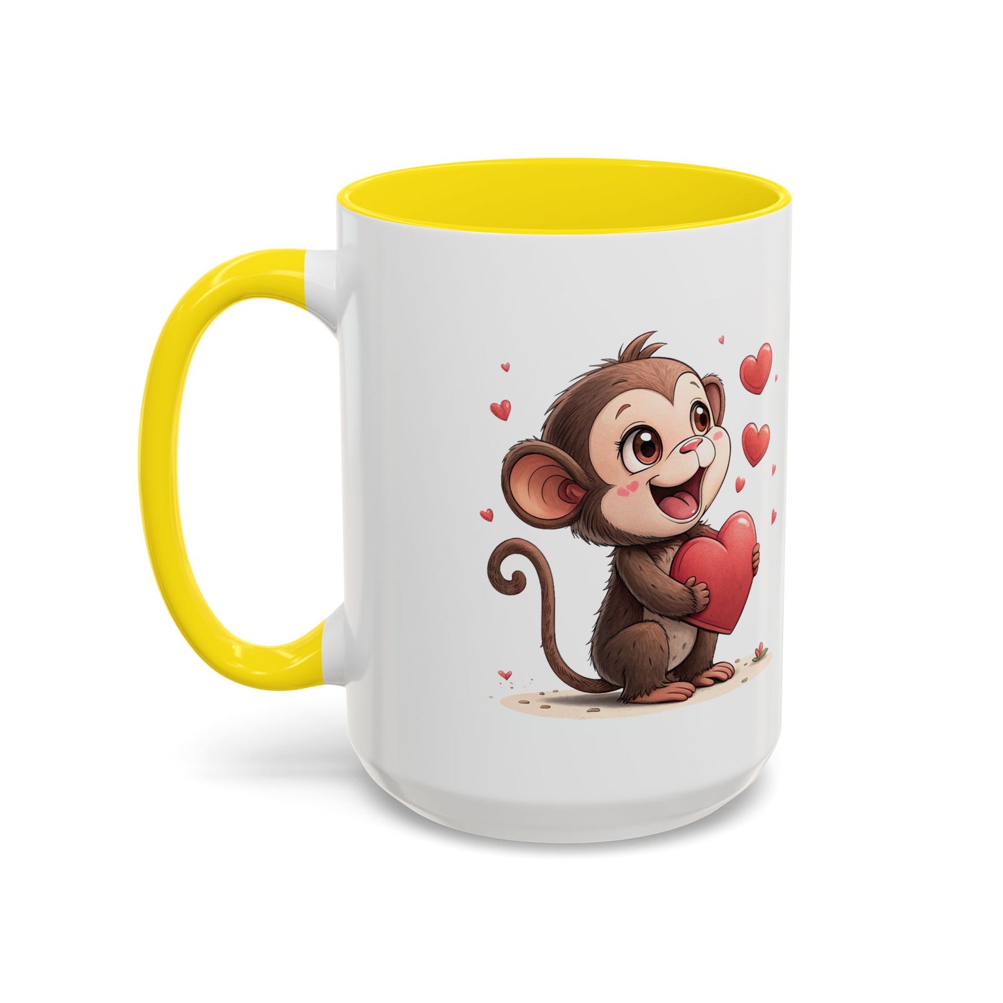 Cute Monkey Love Coffee Mug, Valentine's Gift, Animal Lover's Mug, Heartfelt Coffee Cup, Fun Kitchen Decor