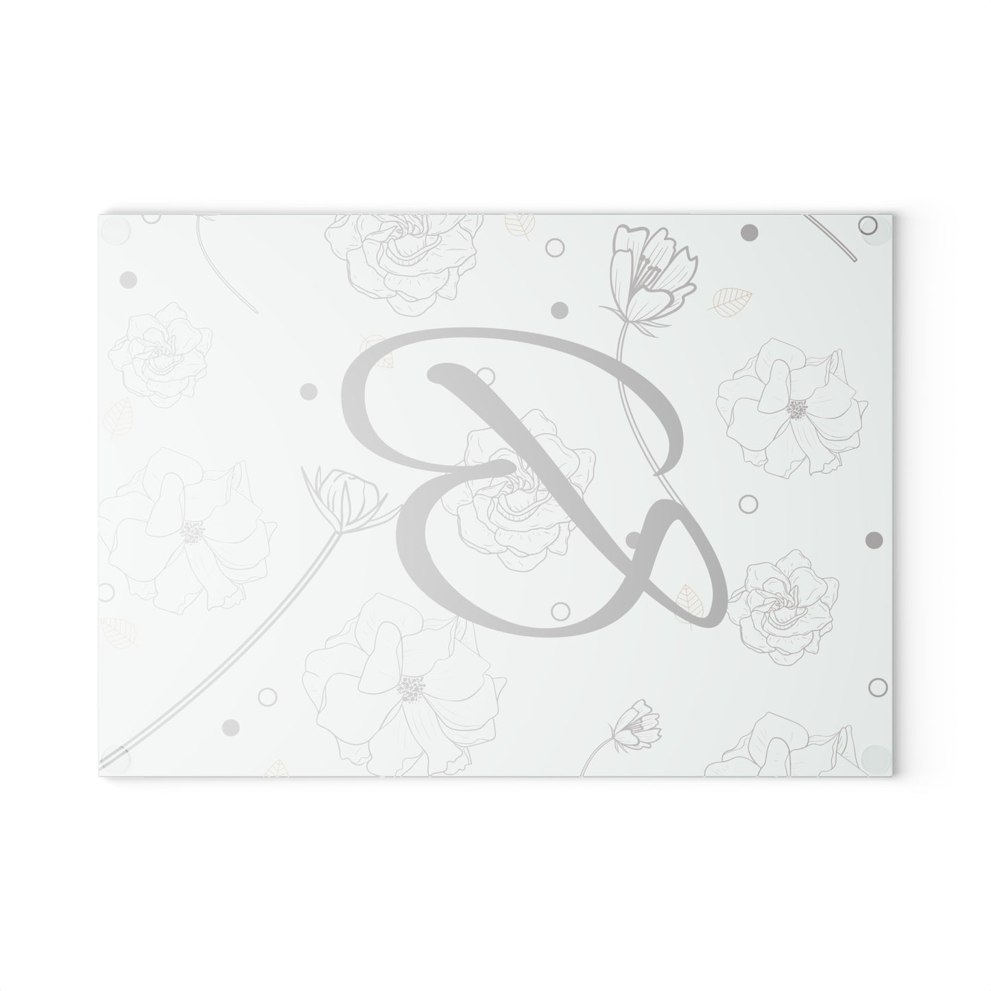 Floral Monogram Glass Cutting Board - Personalized Kitchen Decor, Wedding Gift, Housewarming Present, Farmhouse Style, Custom Cooking