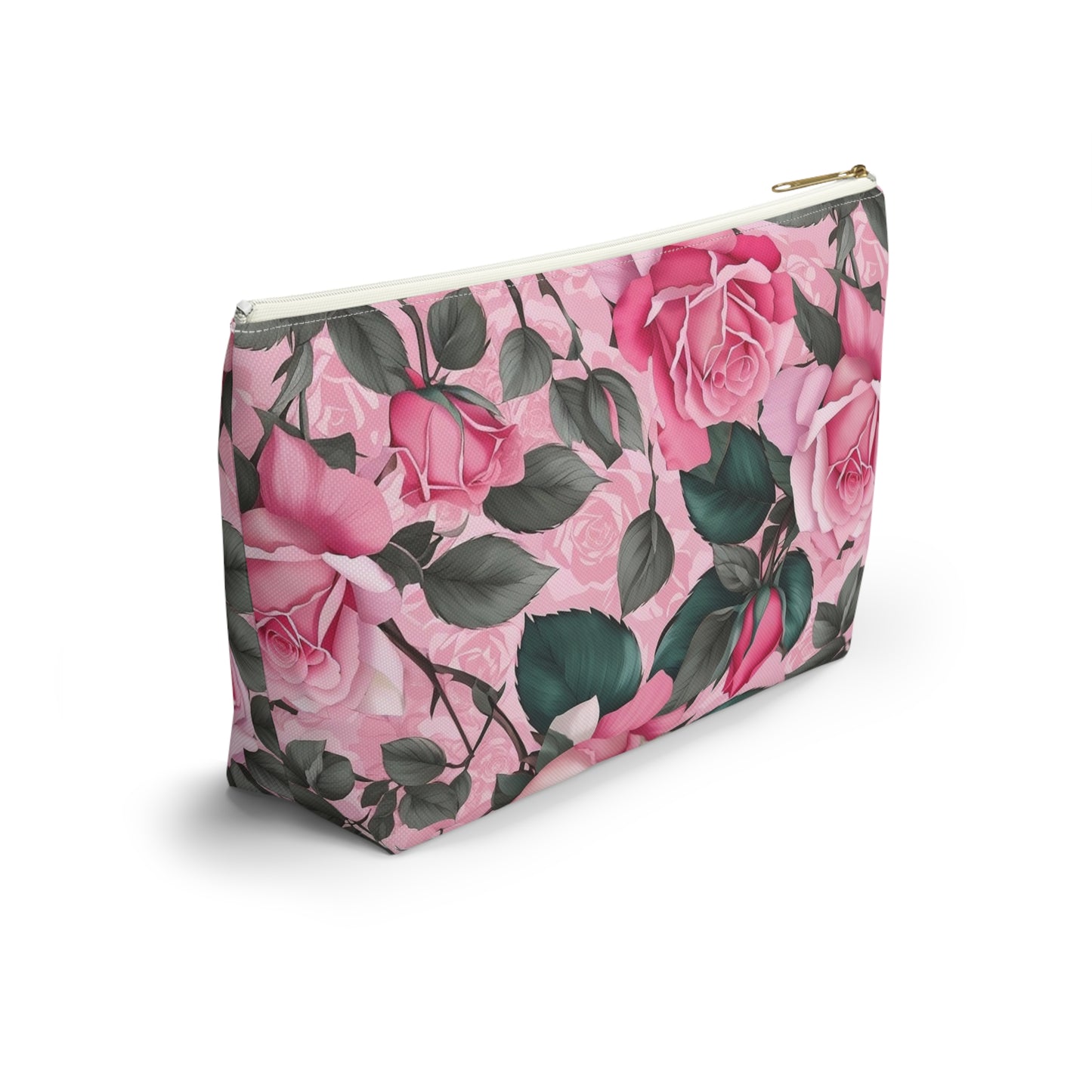 Floral Accessory Pouch - Stylish Makeup Bag, Organizer, Travel Toiletry Case, Gift for Her, Rose Flower Design