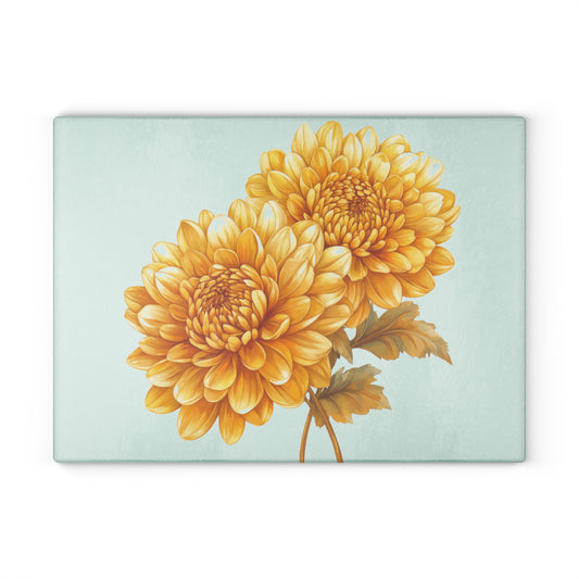 Floral Glass Cutting Board, Elegant Kitchen Decor, Gift for Chefs, Floral Home Accent, Cooking Accessory, Spring Decor