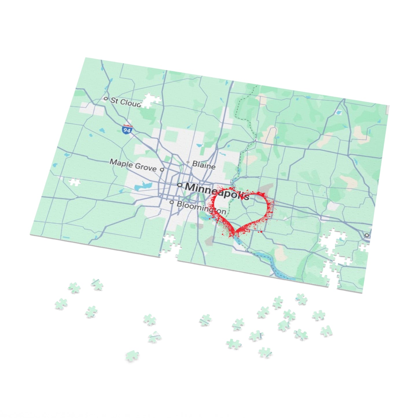 Heartwarming Minneapolis Jigsaw Puzzle with Tin, Personalized Gift, Home Decor, Family Activity, Travel Souvenir, Map Puzzle