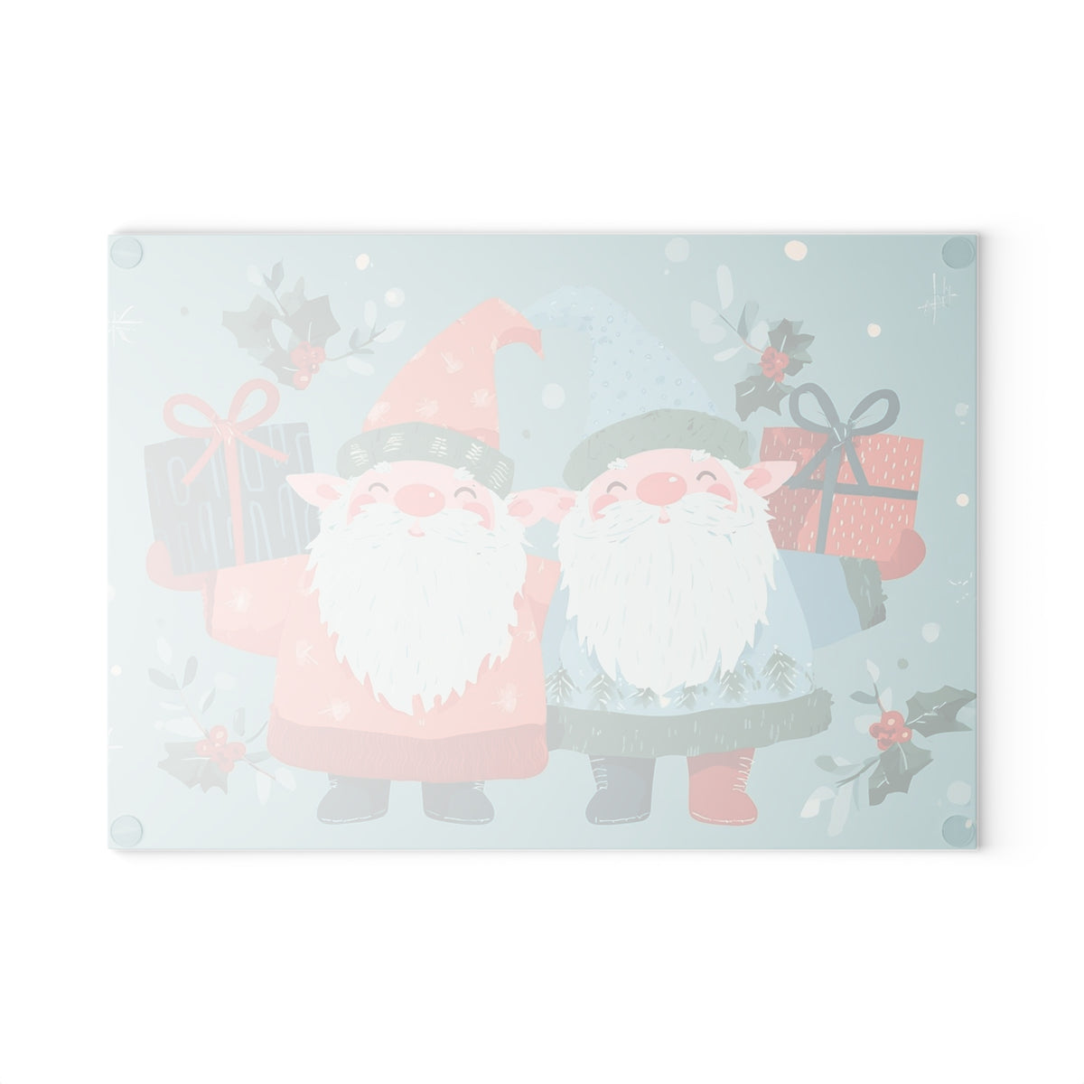Christmas Gnome Glass Cutting Board, Holiday Kitchen Decor, Gift for Foodies, Gnome Lover Gift, Festive Kitchen Accessory