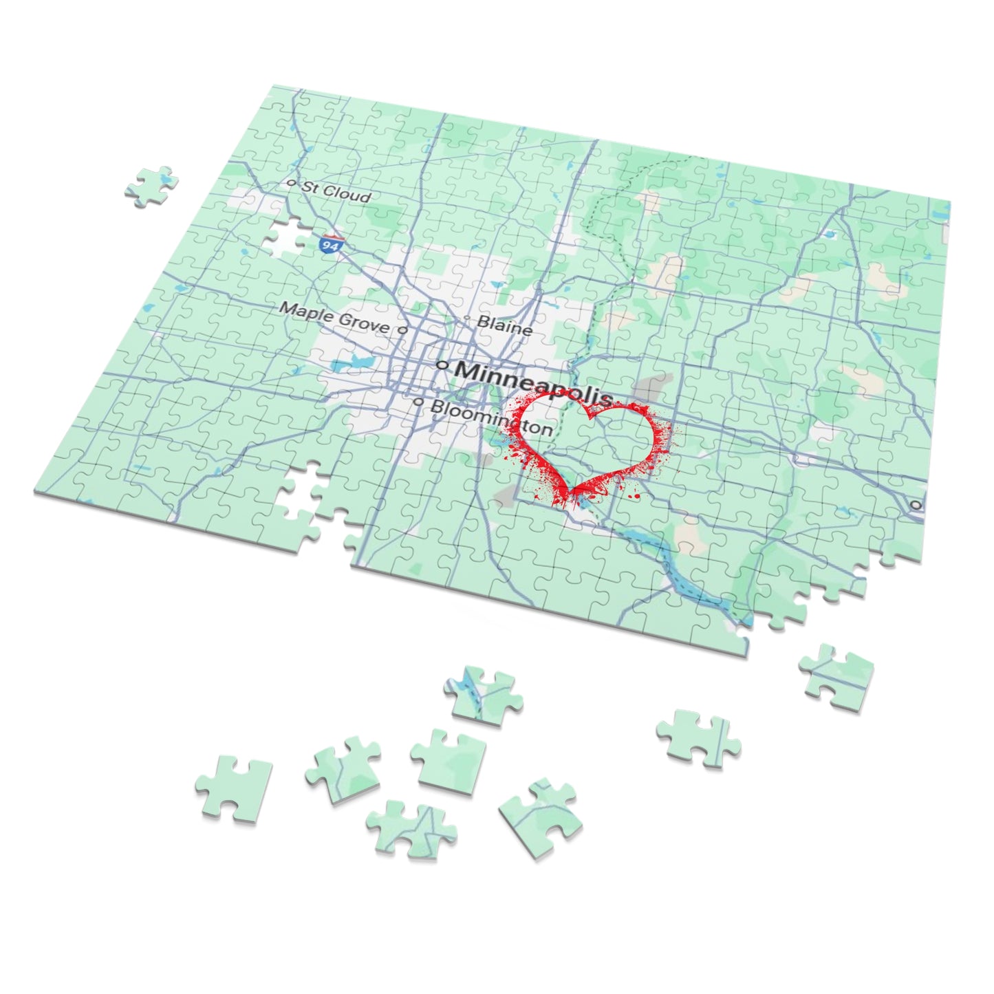 Heartwarming Minneapolis Jigsaw Puzzle with Tin, Personalized Gift, Home Decor, Family Activity, Travel Souvenir, Map Puzzle