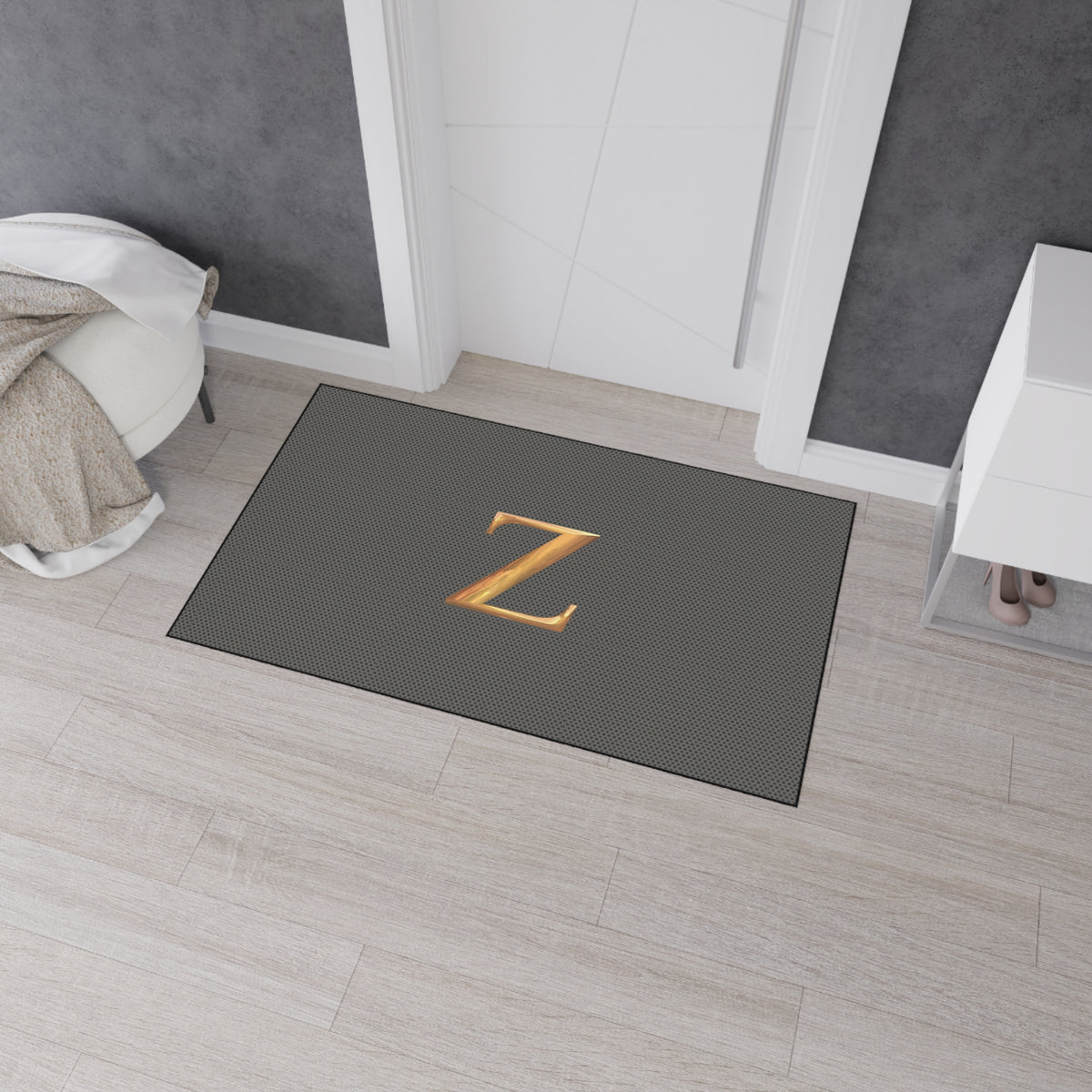 Gray and Gold Monogram Z Heavy-Duty Floor Mat