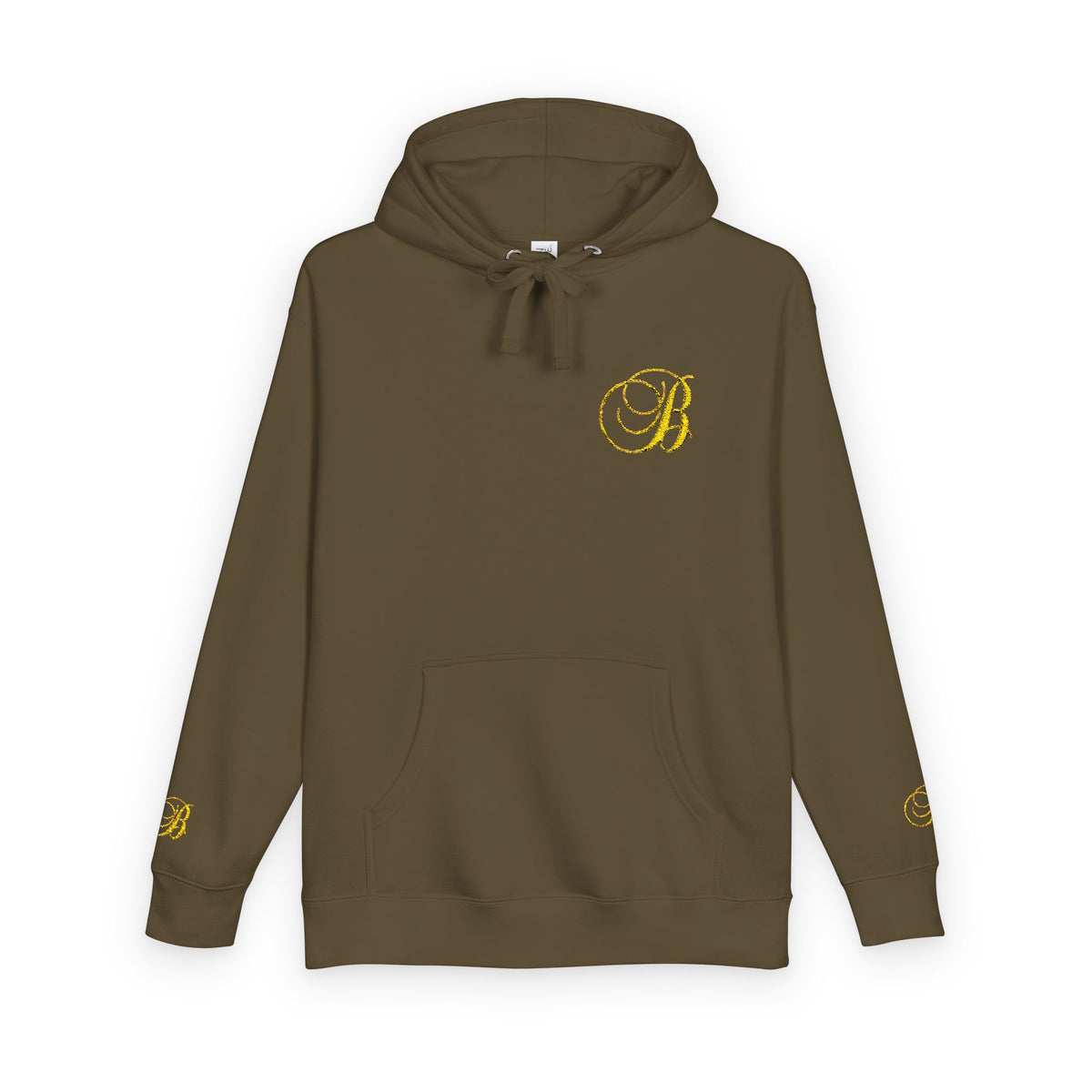 Coral Gold Floral Initial Hoodie — Monogram 'B' Casual Pullover