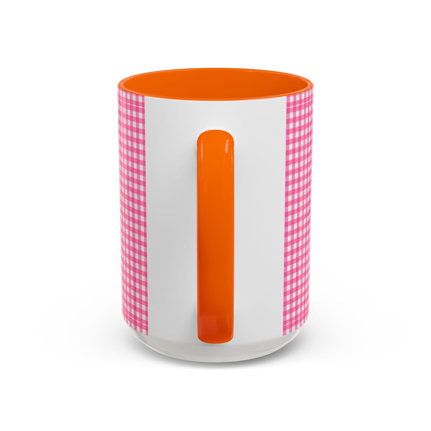 Pink Gingham Accent Coffee Mug, Cute Kitchen Decor, Gift for Coffee Lovers, Home Office Mug, Spring and Summer Vibes