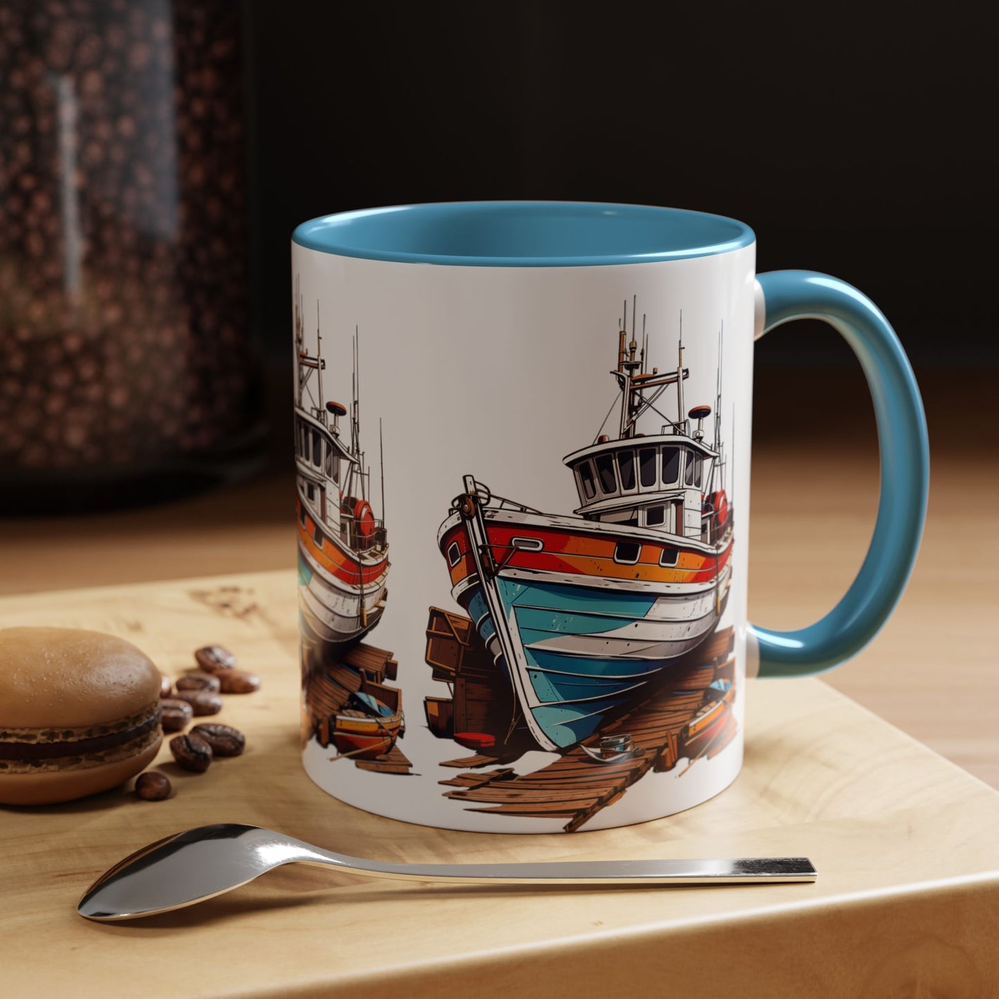 Nautical Accent Coffee Mug | Perfect for Boat Lovers, Sailor Gifts, Coastal Decor, Unique Gift Idea, Custom Artwork Mug