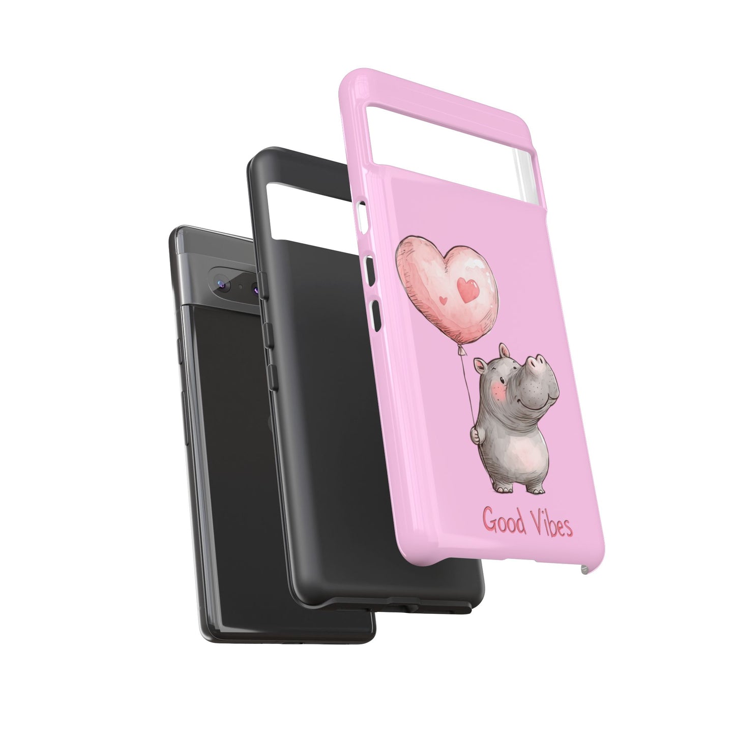 Cute Hippo Phone Case | Good Vibes, Gift for Friends, Cute Phone Accessories, Animal Lover Gift, Happy Phone Cover