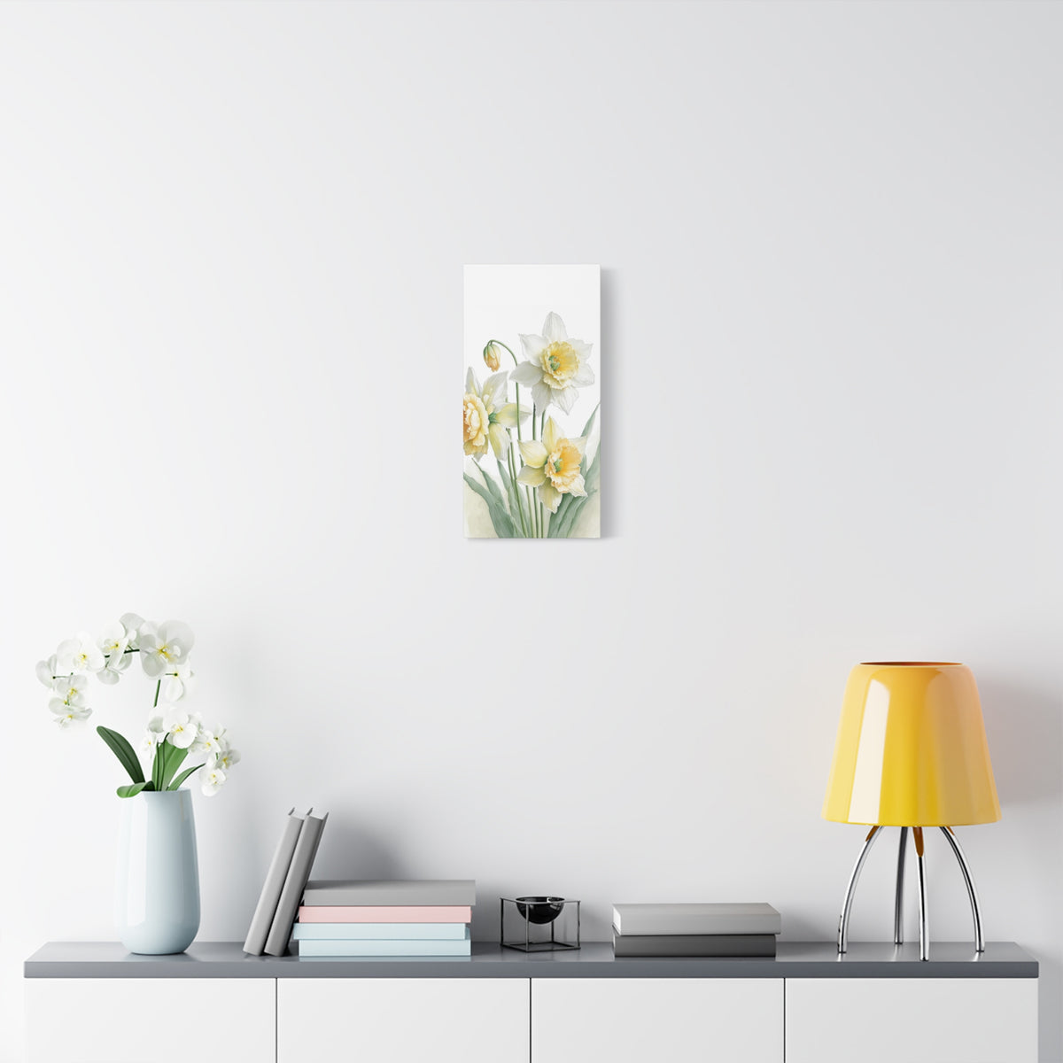 Matte Canvas, Stretched, 1.25" beautiful flowers white and yellow.