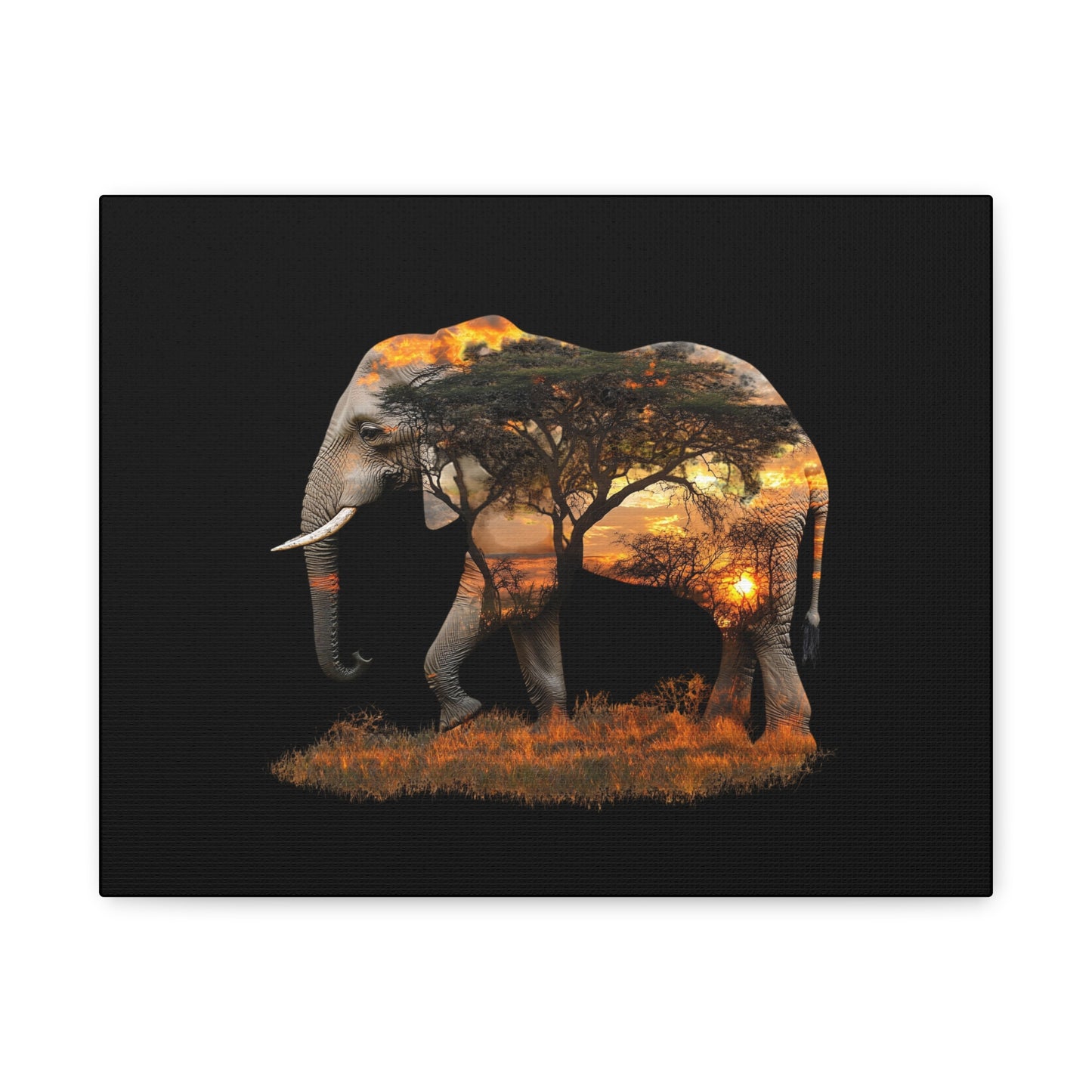 Elephant Tree Matte Canvas Art, Nature Wall Decor, Wildlife Home Decoration, Gift for Animal Lovers, Boho Living Room Accent