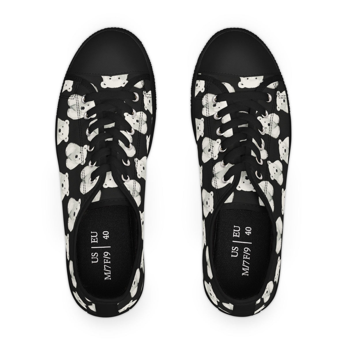 Polar Bear Pattern Low Top Sneakers — Cute Women's Canvas Shoes