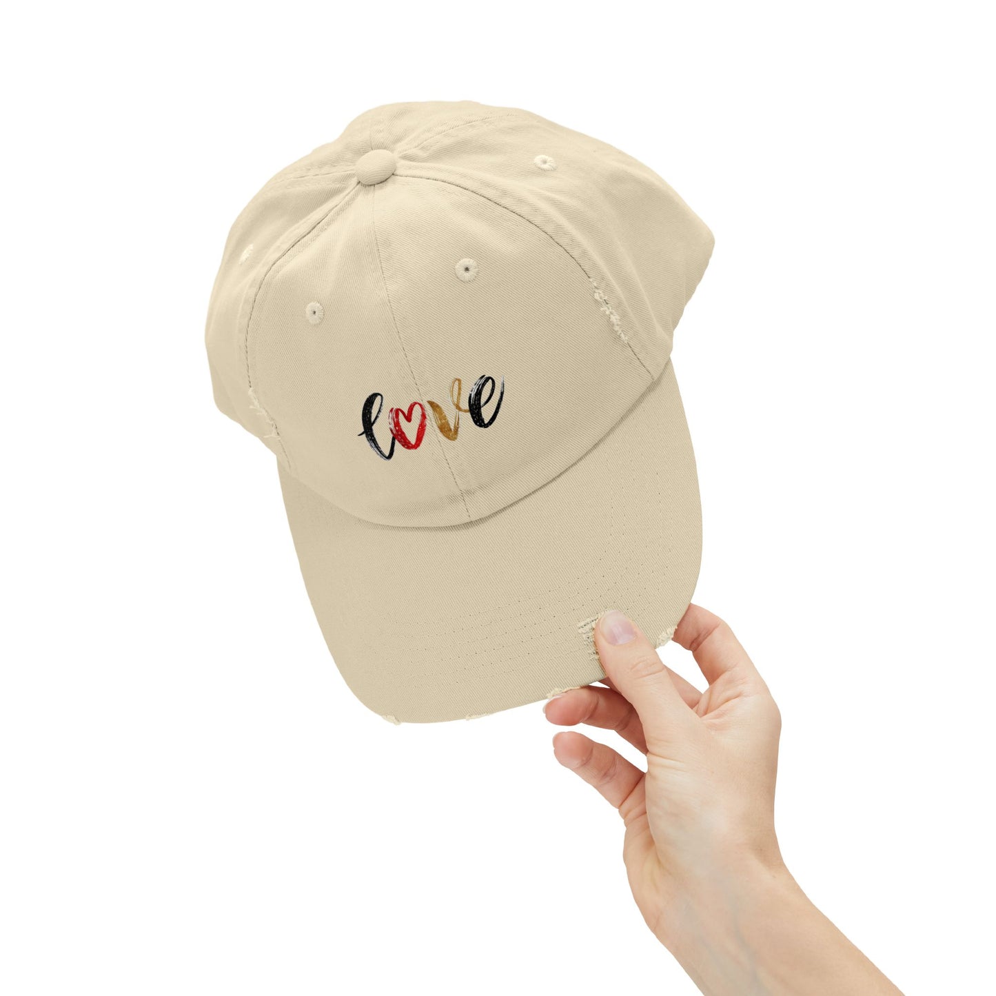 Distressed Love Cap - Casual Unisex Hat for Everyday Wear, Gift for Her, Summer Accessory, Trendy Streetwear, Distressed Cap