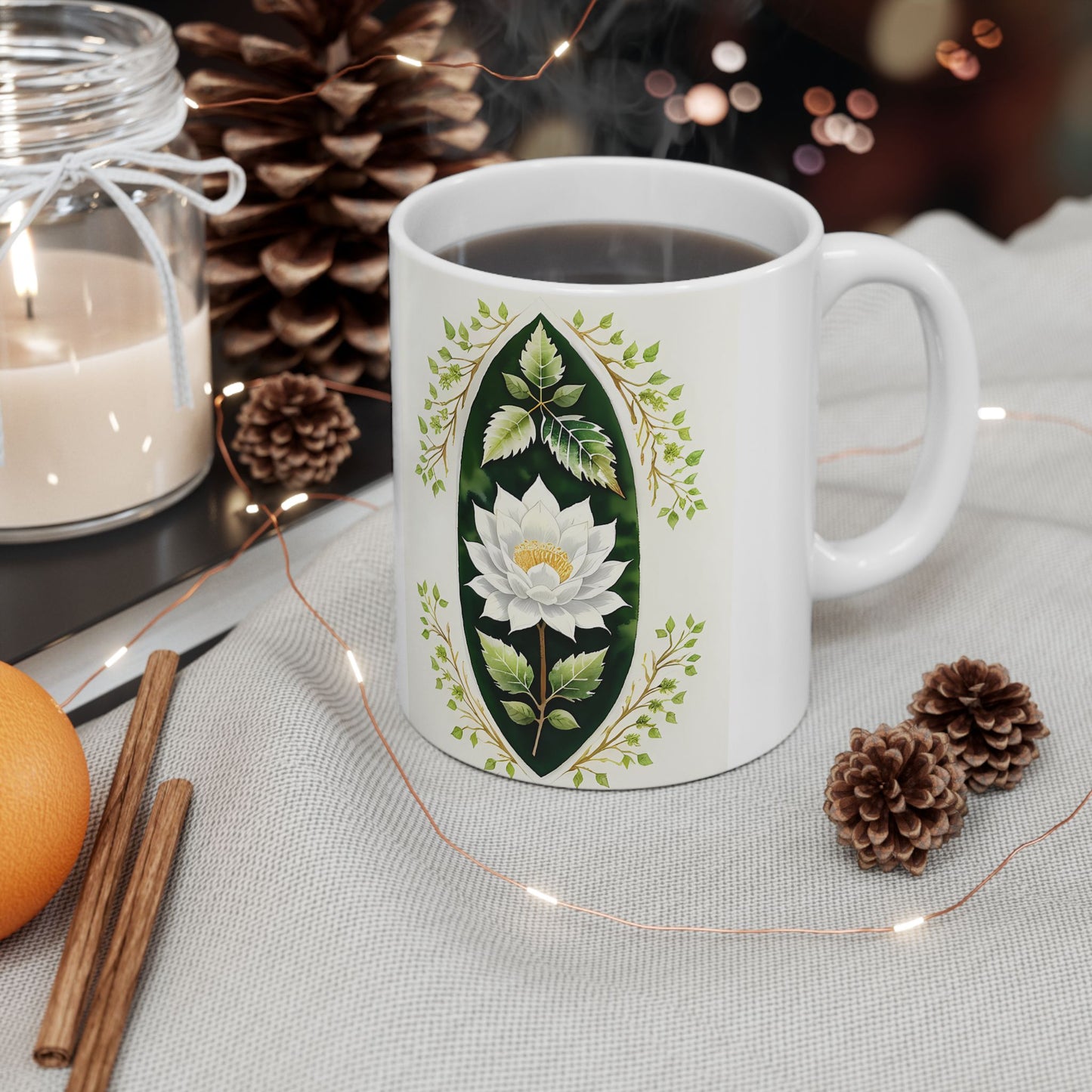 Elegant Floral Ceramic Mug - Perfect for Tea Lovers, Housewarming Gift, Mother's Day, Garden Party, Botanical Decor