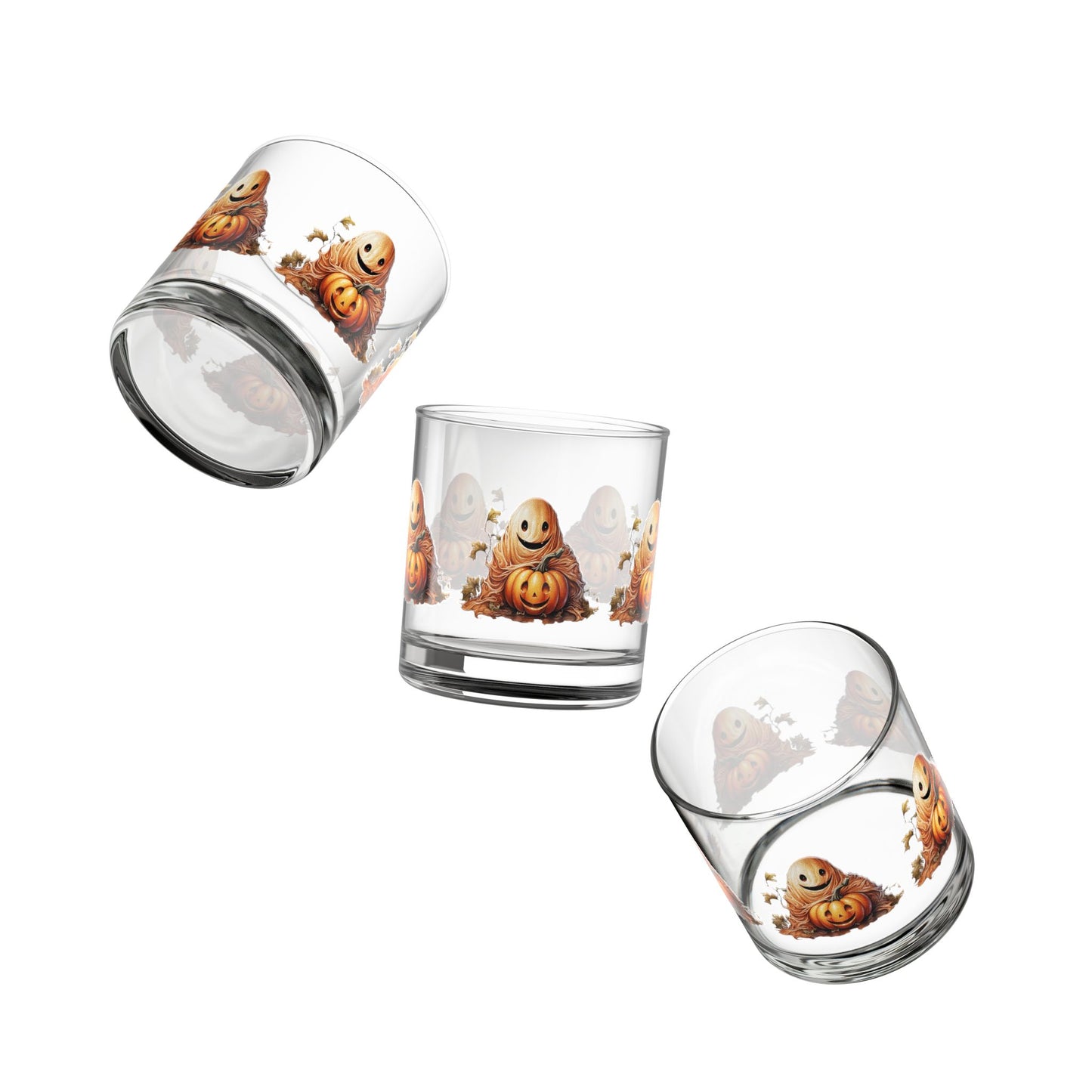 Halloween Ghost Rocks Glass - Cute Pumpkin Design, 10oz Whiskey Glass, Fall Decor, Autumn Gift, Spooky Home Bar