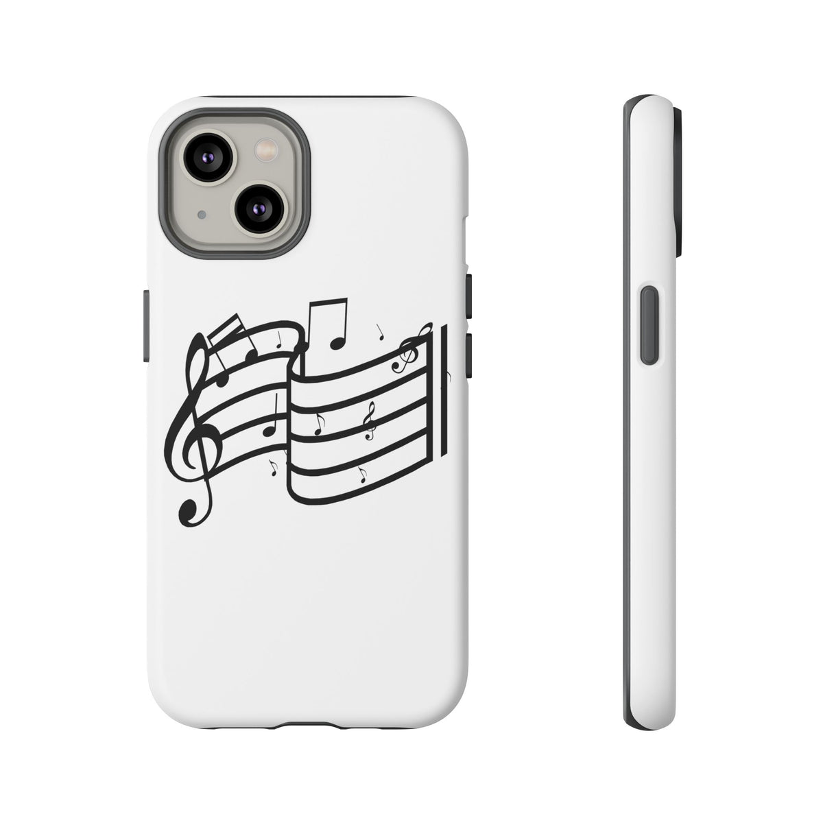 Musical Notes Phone Case — Black Treble Clef Music Staff Tough Case