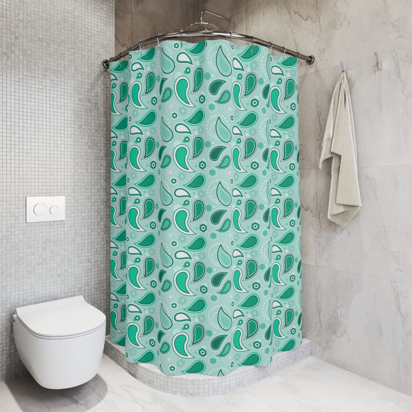 Aqua Teardrop Shower Curtains, Modern Bathroom Decor, Rainy Day Theme, Eco-Friendly Shower Curtain, Gift for Homeowners, Bath Accessories