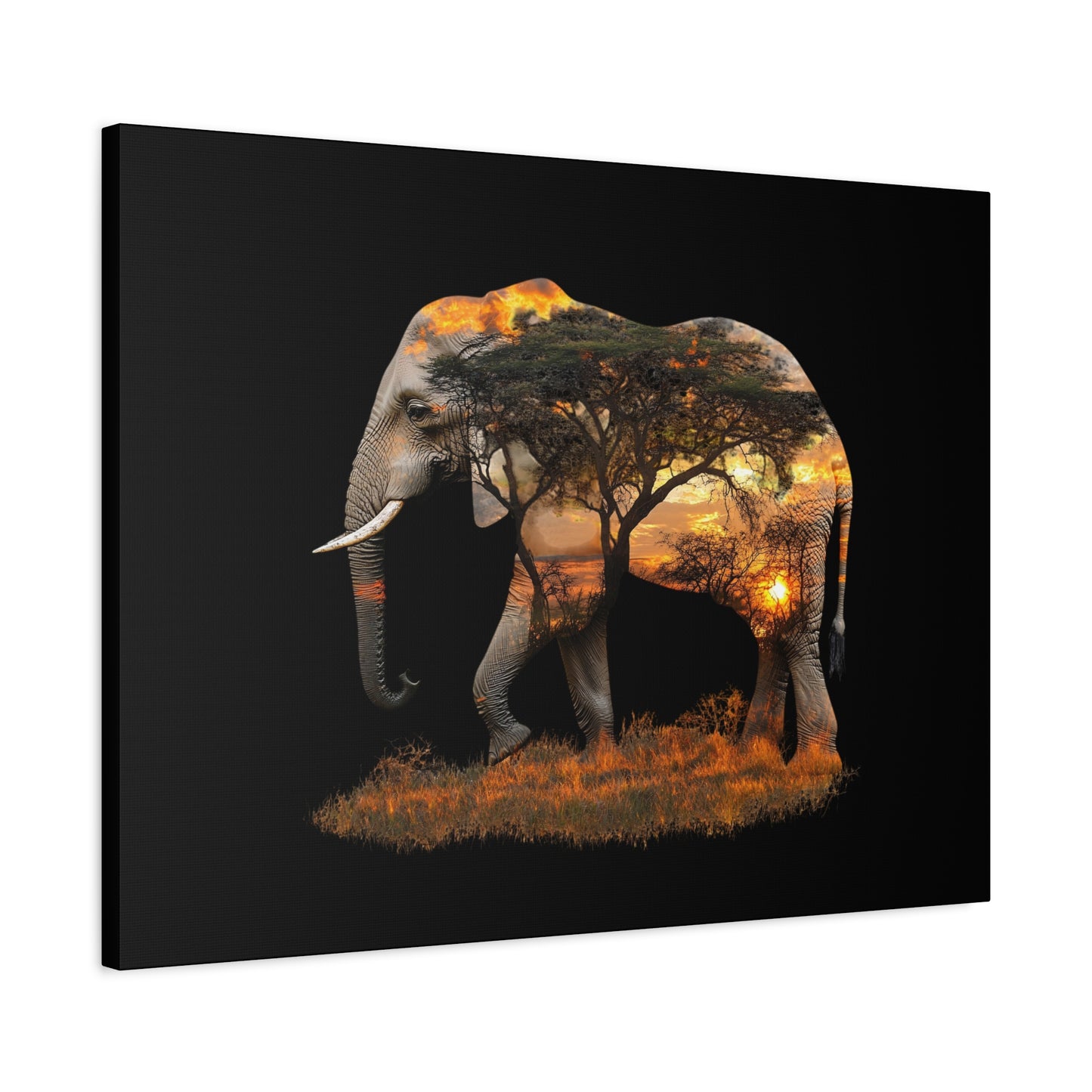 Elephant Tree Matte Canvas Art, Nature Wall Decor, Wildlife Home Decoration, Gift for Animal Lovers, Boho Living Room Accent