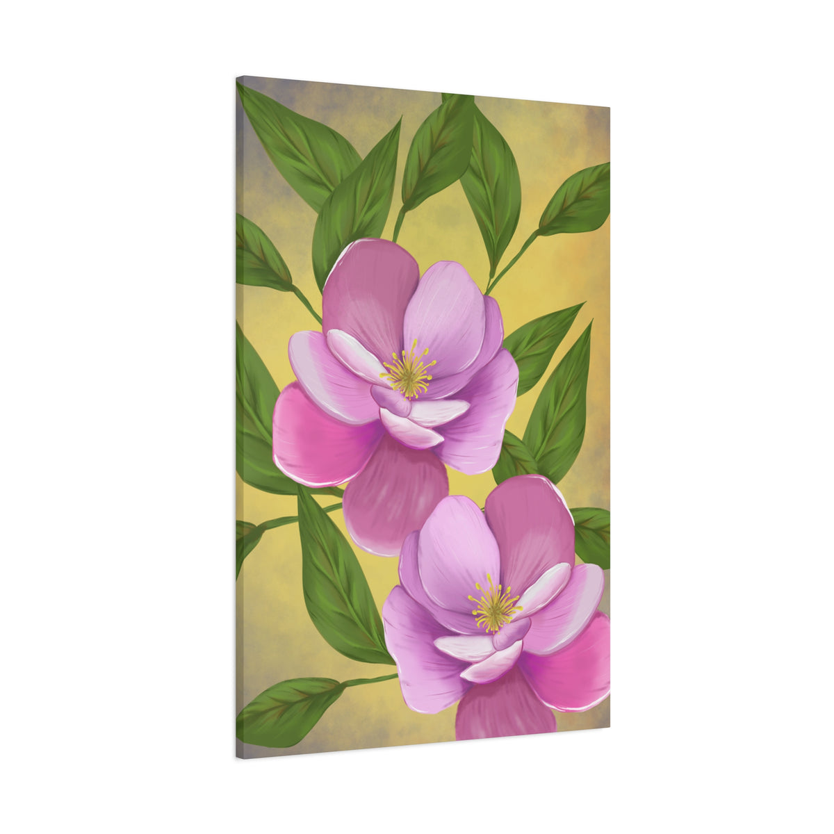 Matte Canvas, Stretched, 1.25" Tulips Pink and Purple Flowers