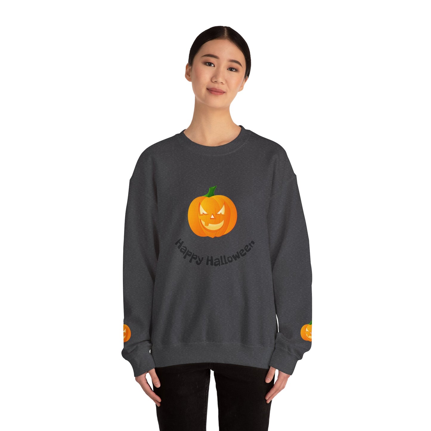 Halloween Pumpkin Sweatshirt, Cozy Fall Apparel, Unisex Crewneck for Halloween, Autumn Casual Wear, Fun Gift Idea