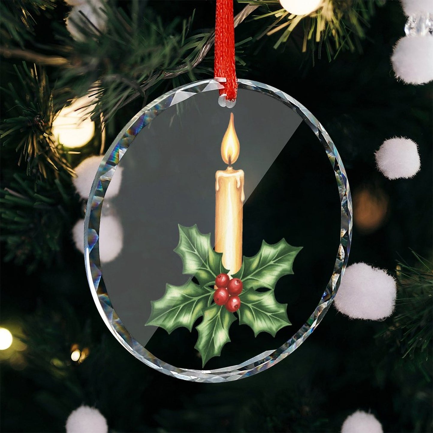 Glass Circular Ornament Pendant - candle