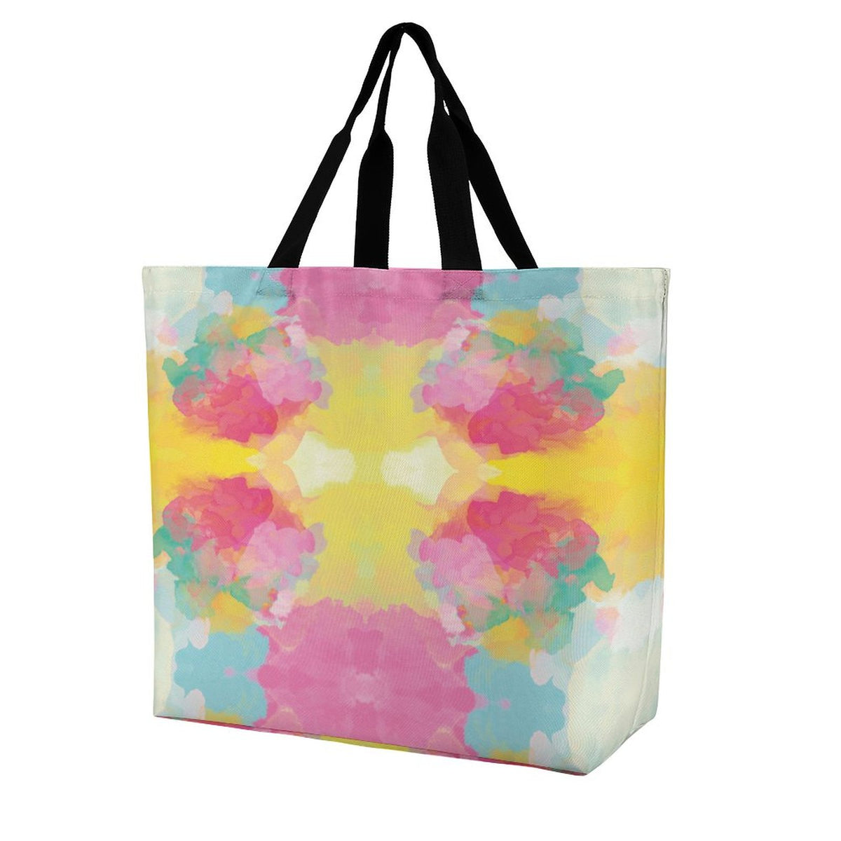 Large One Shoulder Shopping Bag Pink Yellow Blue Tie-Dye