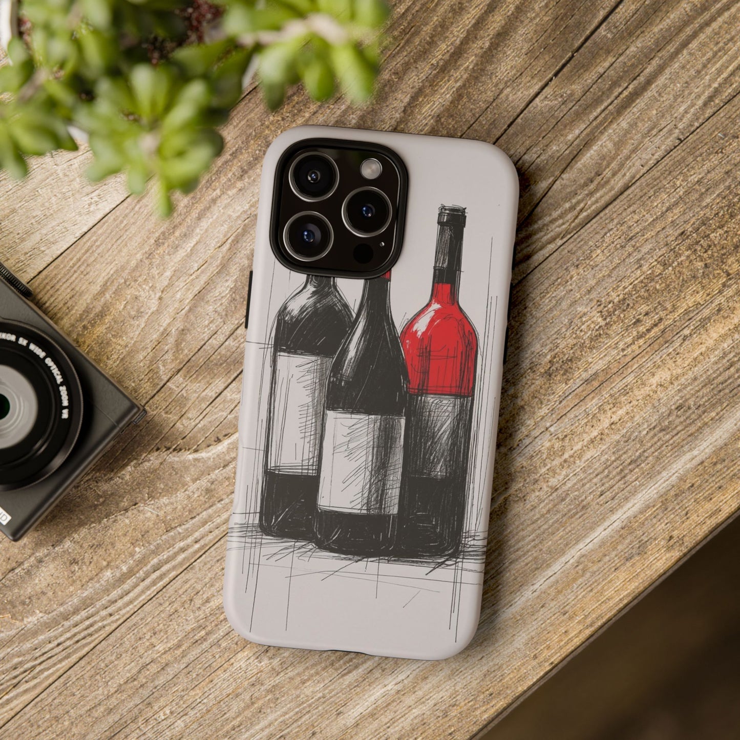 Wine Lover's Phone Case, Tough Phone Cover, Artistic Wine Design, Gift for Wine Enthusiasts, Customizable Case, Unique Wine Art