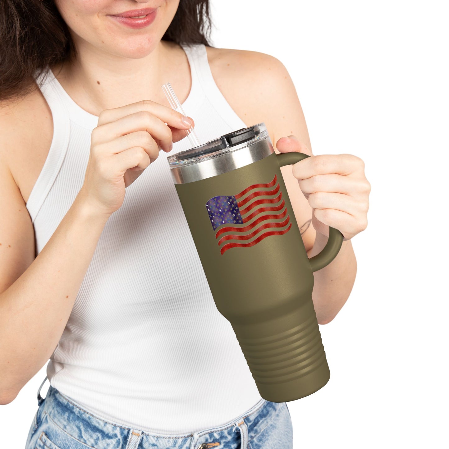 Insulated Travel Mug, 40oz - American Flag