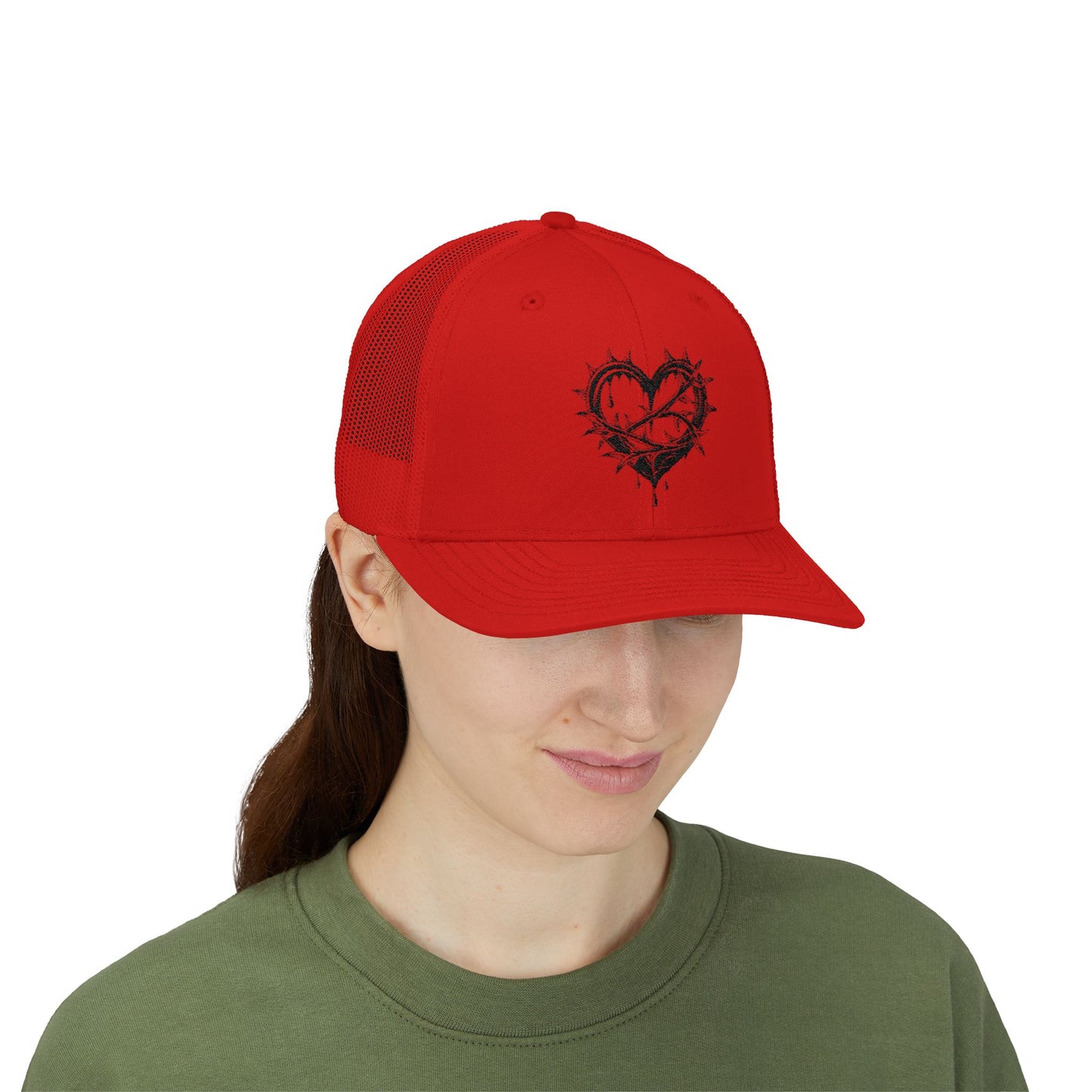 Heart-Shaped Love Snapback Trucker Cap, Adjustable Hat for Friends, Gifts for Couples, Valentine’s Day Cap, Casual Wear, Stylish Sun Hat