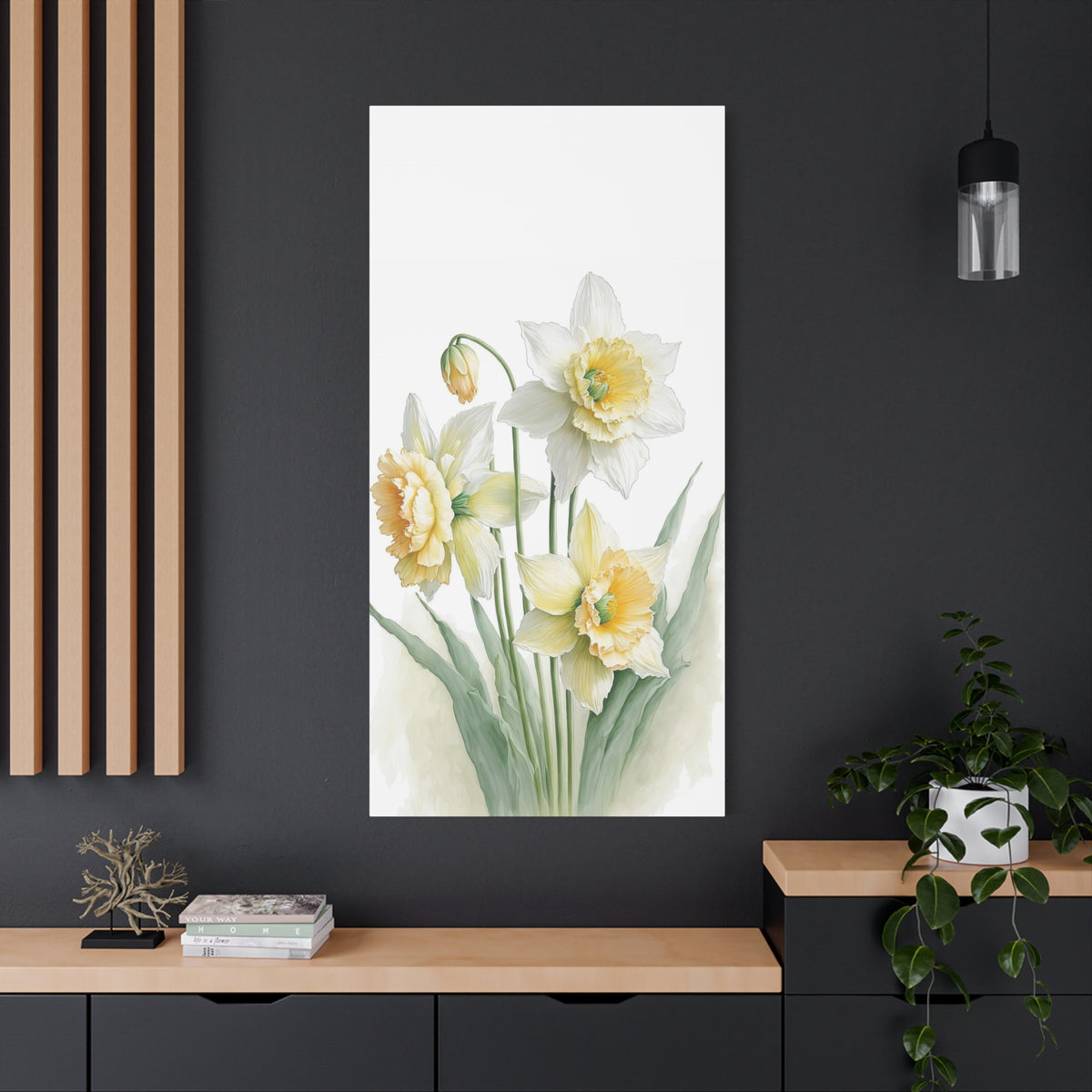 Matte Canvas, Stretched, 1.25" beautiful flowers white and yellow.