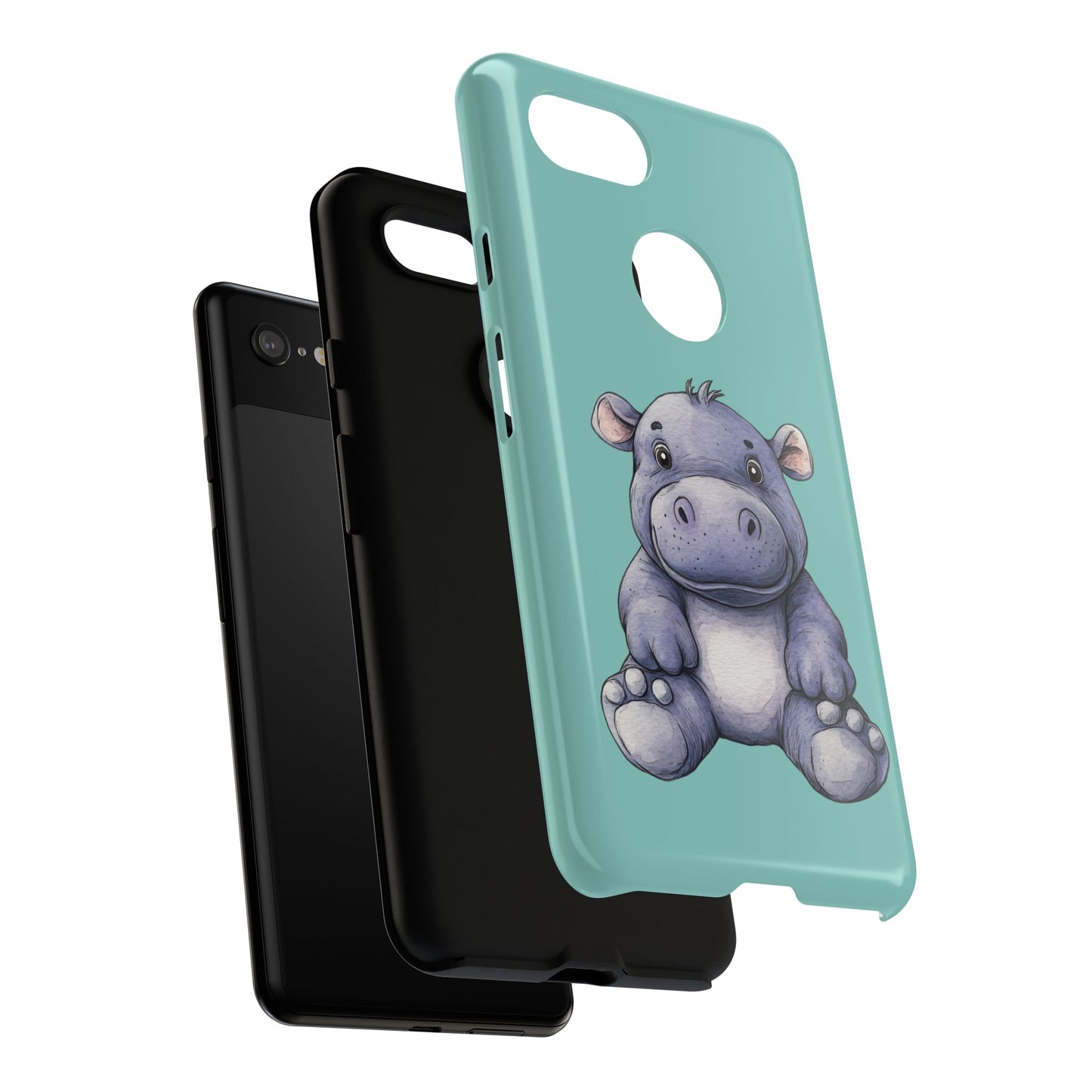 Cute Hippo Phone Case, Tough Phone Cover, Fun Animal Case, Gift for Kids, Cute Decor, Birthday Present