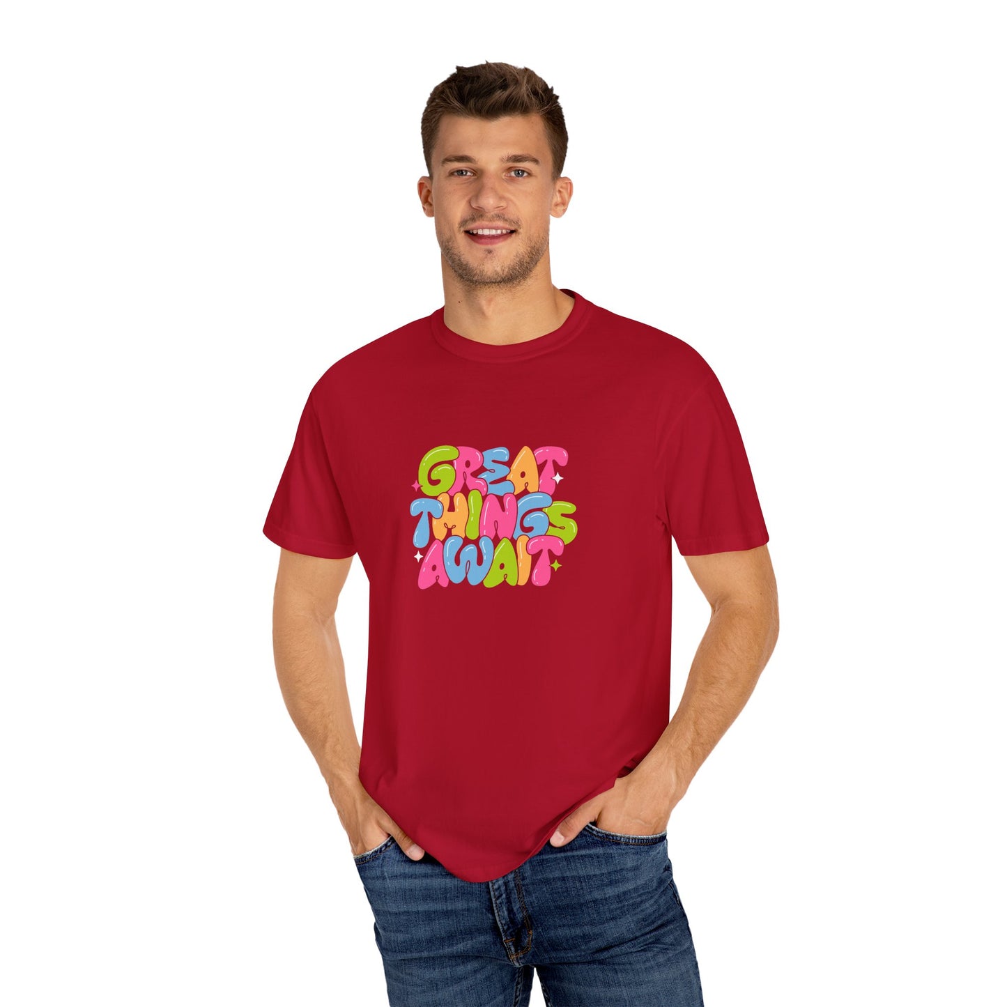 Colorful Positive Vibes T-Shirt, Great Things Await Tee