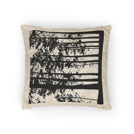Nature-Inspired Woven Pillow, Cozy Home Decor, Forest Theme Cushion, Boho Accent Pillow, Rustic Living Room Accessory
