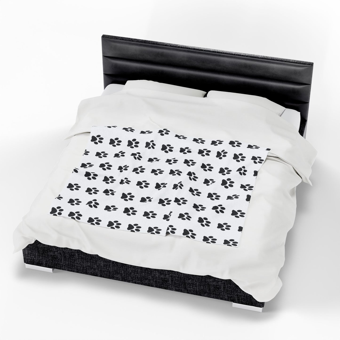 Paw Print Velveteen Plush Blanket, Cozy Pet Blanket, Dog Lover Gift, Soft Throw, Animal Print Home Decor