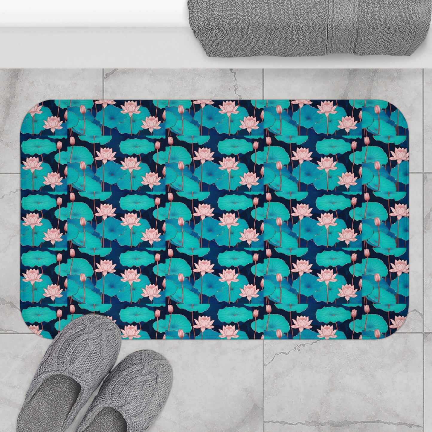Stylish Floral Bath Mat - Serene Decor for the Bathroom, Spa, or Relaxation Space, Gift for Housewarming, Mother's Day, or Any Occasion