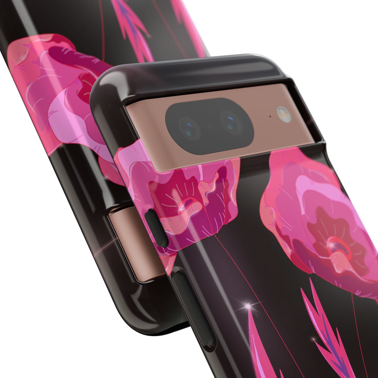 Floral iPhone Case | Tough Cases with Pink Poppy Design, Elegant Flower Phone Cover, Gift for Her, Spring Accessories, Chic Tech