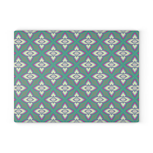 Stylish Glass Cutting Board with Geometric Pattern, Kitchen Decor, Gift for Home Cooks, Housewarming Present, Modern Kitchen Accessory