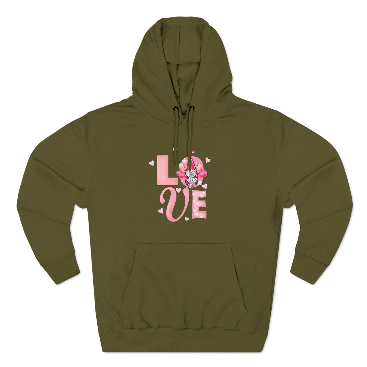 Love Blossom Hoodie — Pink Floral "LOVE" Graphic Fleece Hoodie