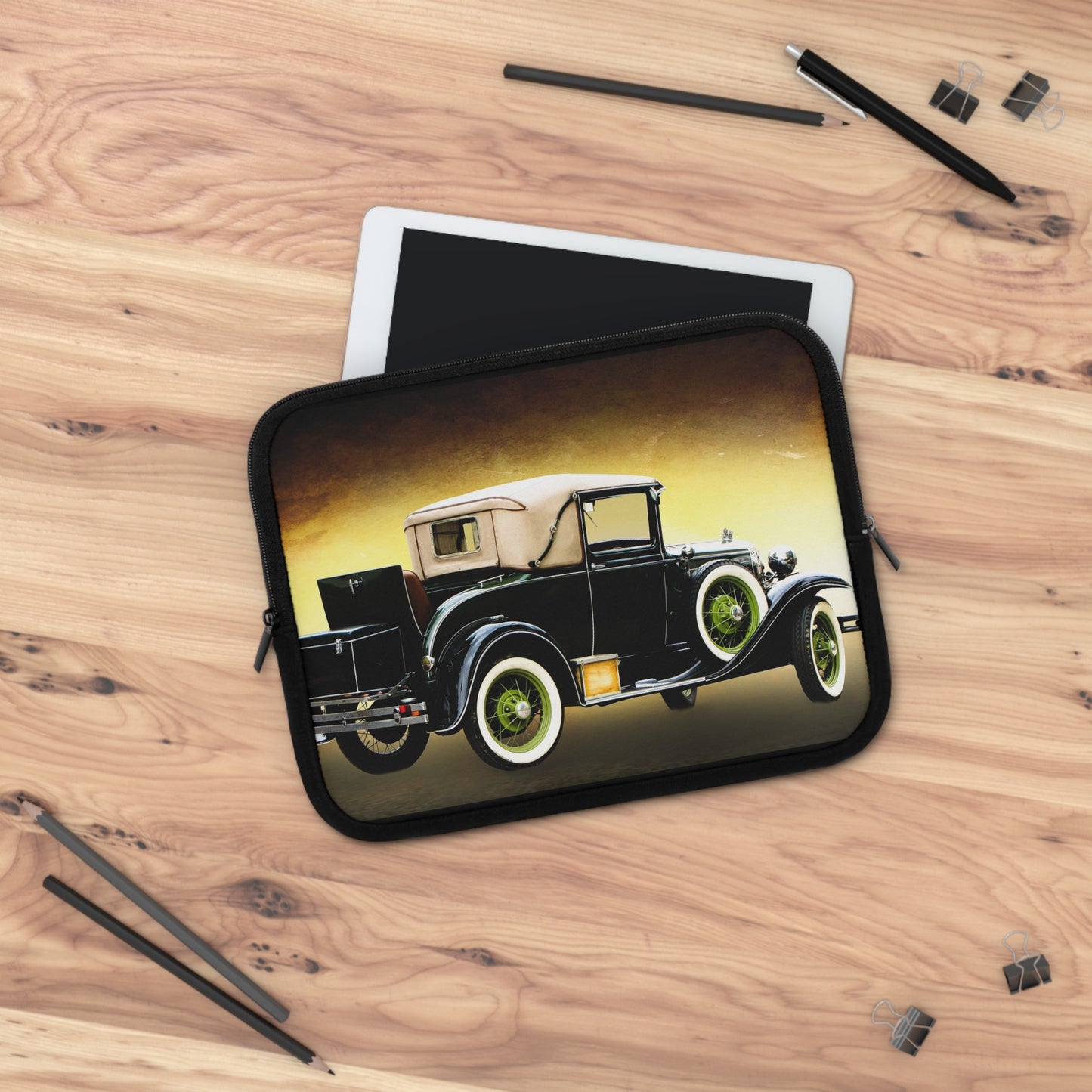 Vintage Car Laptop Sleeve - Perfect Gift for Auto Enthusiasts, Tech Accessories, Travel Essentials, Back to School