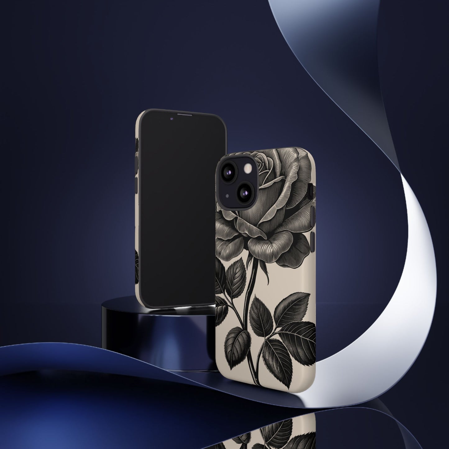 Black Rose Phone Case, Tough Cases with Floral Design, Elegant Tech Accessory, Gift for Flower Lovers, Stylish Protection